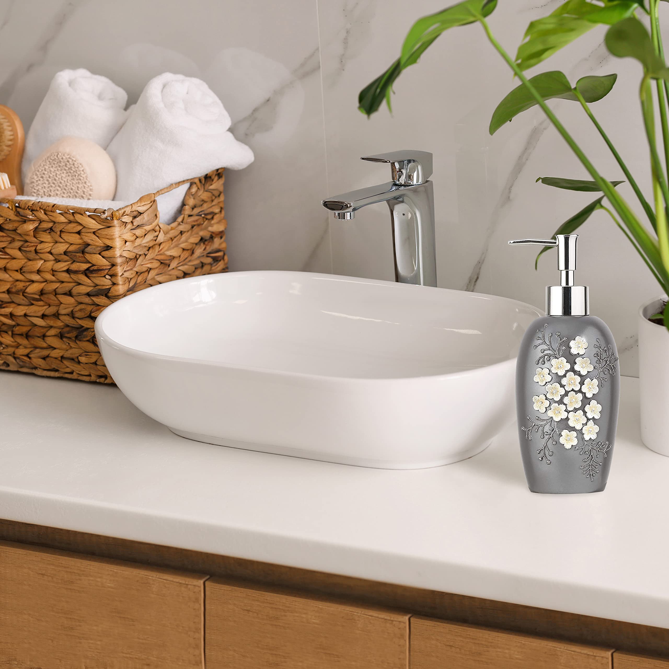 Bloomfield Grey Bath Lotion Pump - Premium Hand Soap Dispenser for Bathroom Sink, Shower & Spa - Elegant & Durable Design for Home & Commercial Use
