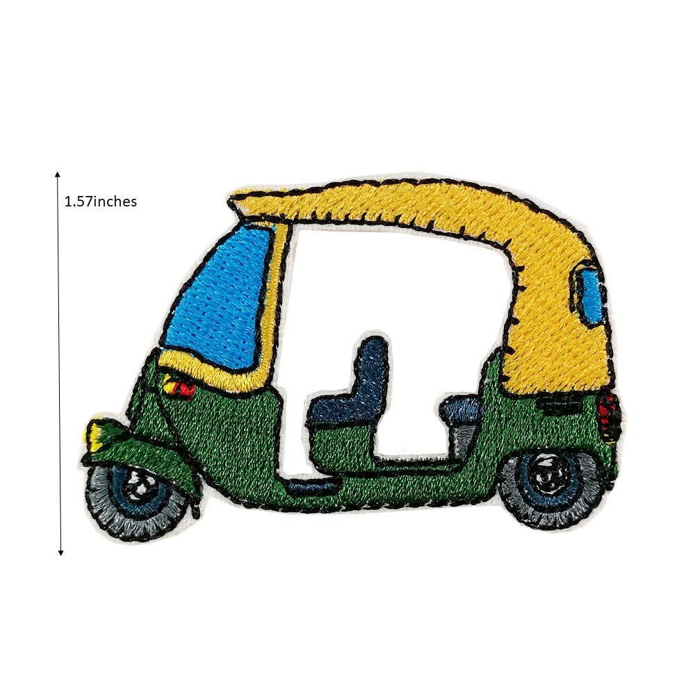 TUK TUK Bangkok Embroidered Iron-On Patch - Cute Sew-On Applique for Jackets, Bags & DIY Crafts - Perfect for Denim, Backpacks & Fashion Accessories