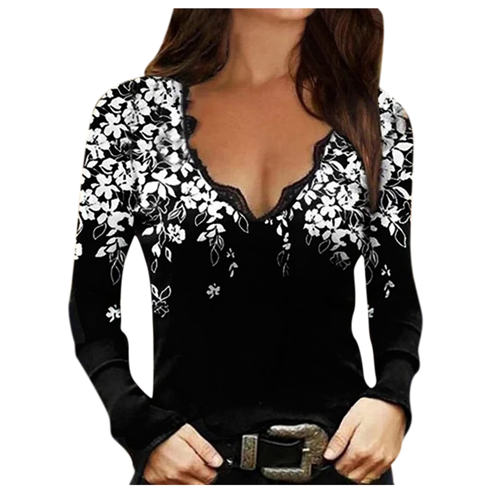 Women's Long Sleeve T-Shirts & Casual Crewneck Sweatshirts - Fall Fashion Tops, V-Neck Pleated Blouses & Flowy Shirts for Everyday Wear, Work & Weekend Outfits