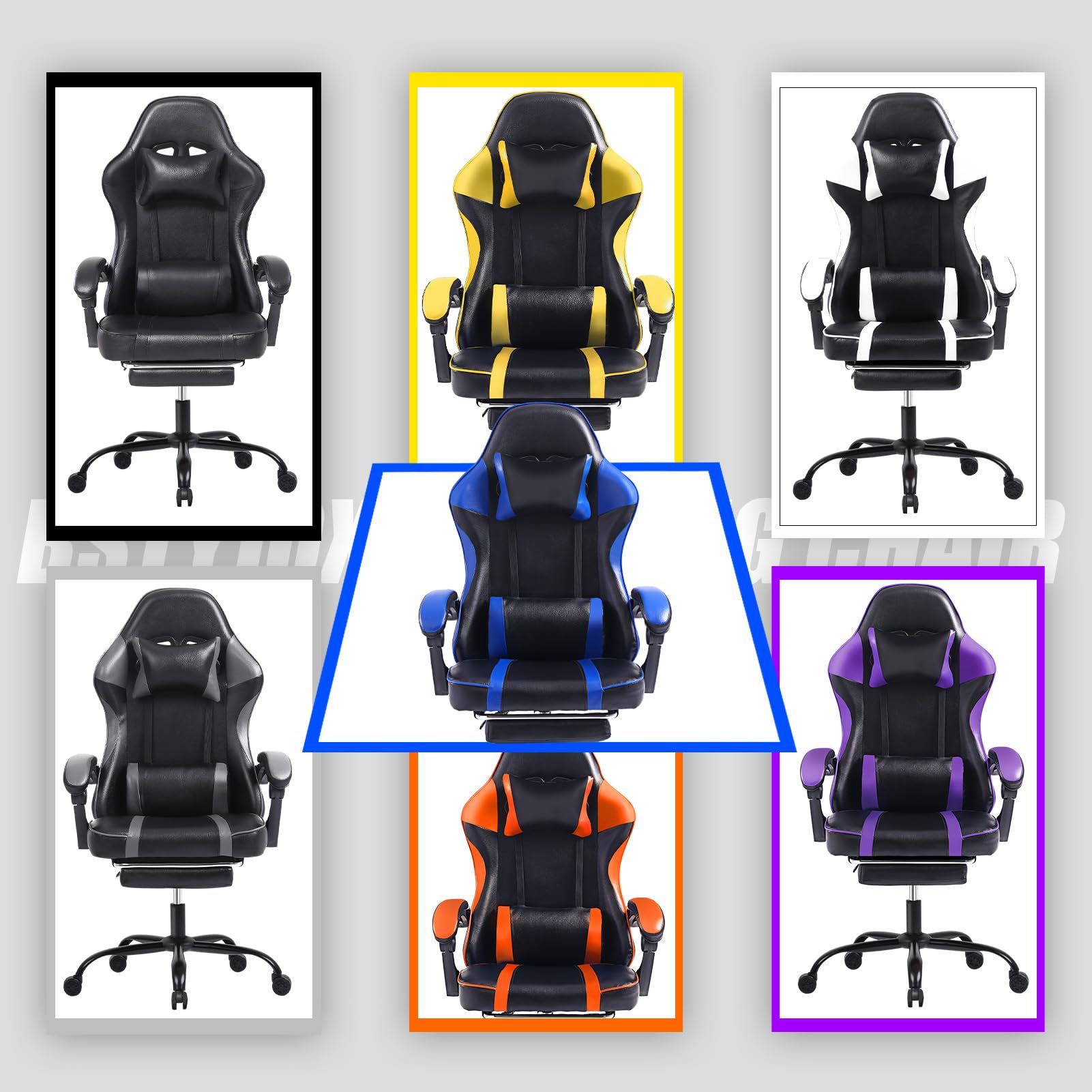 Premium Ergonomic Gaming Chair for Adults - High Back Computer Office Chair with Adjustable Lumbar Support & Footrest - 350LBS Weight Capacity - Black - Perfect for PC Gaming, Streaming, and Long Work Sessions