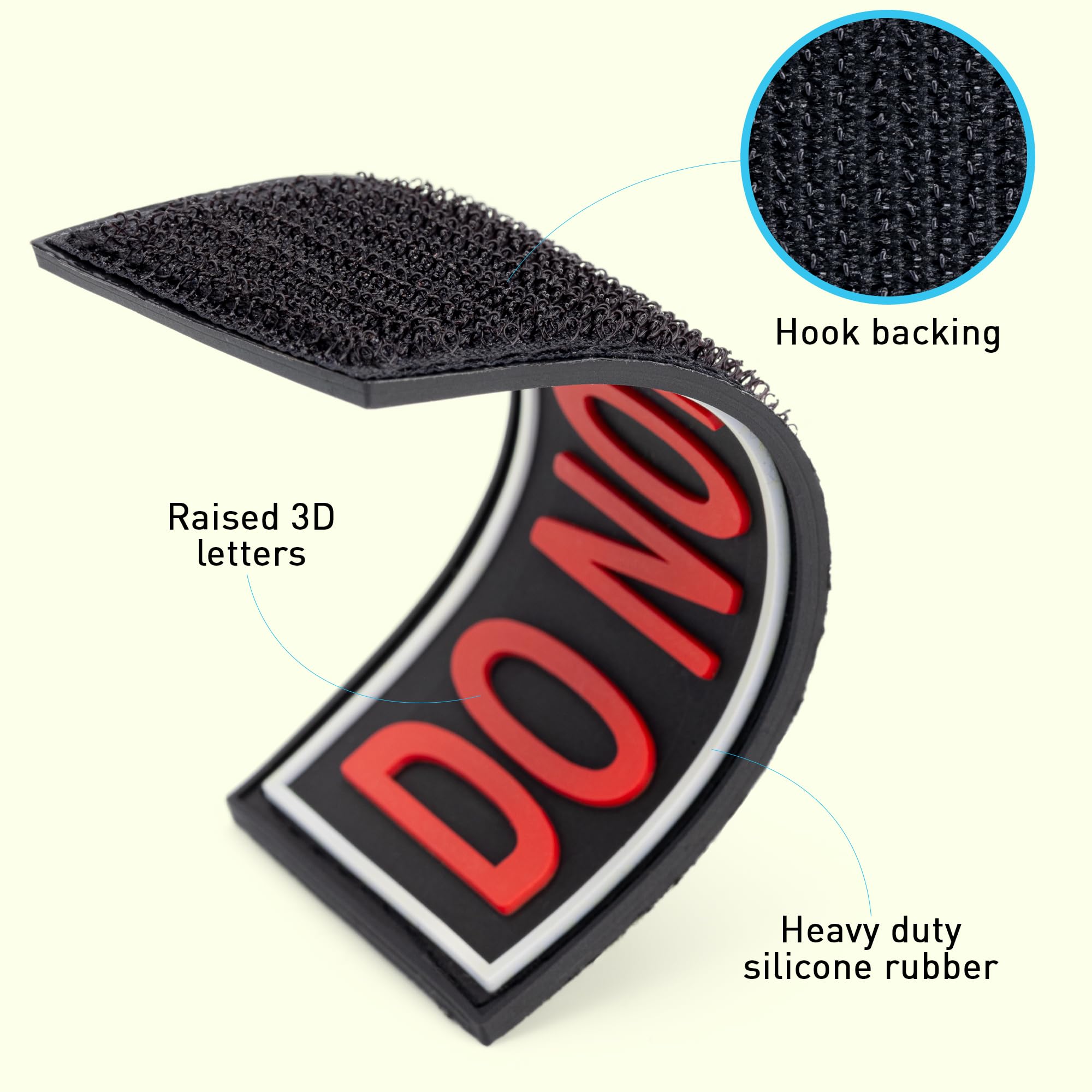 Dogline Do Not Pet Removable 3D Rubber Patches for Dog Harness & Vest - Hook & Loop Backing for Small/Medium/Large Working Dogs (1.5