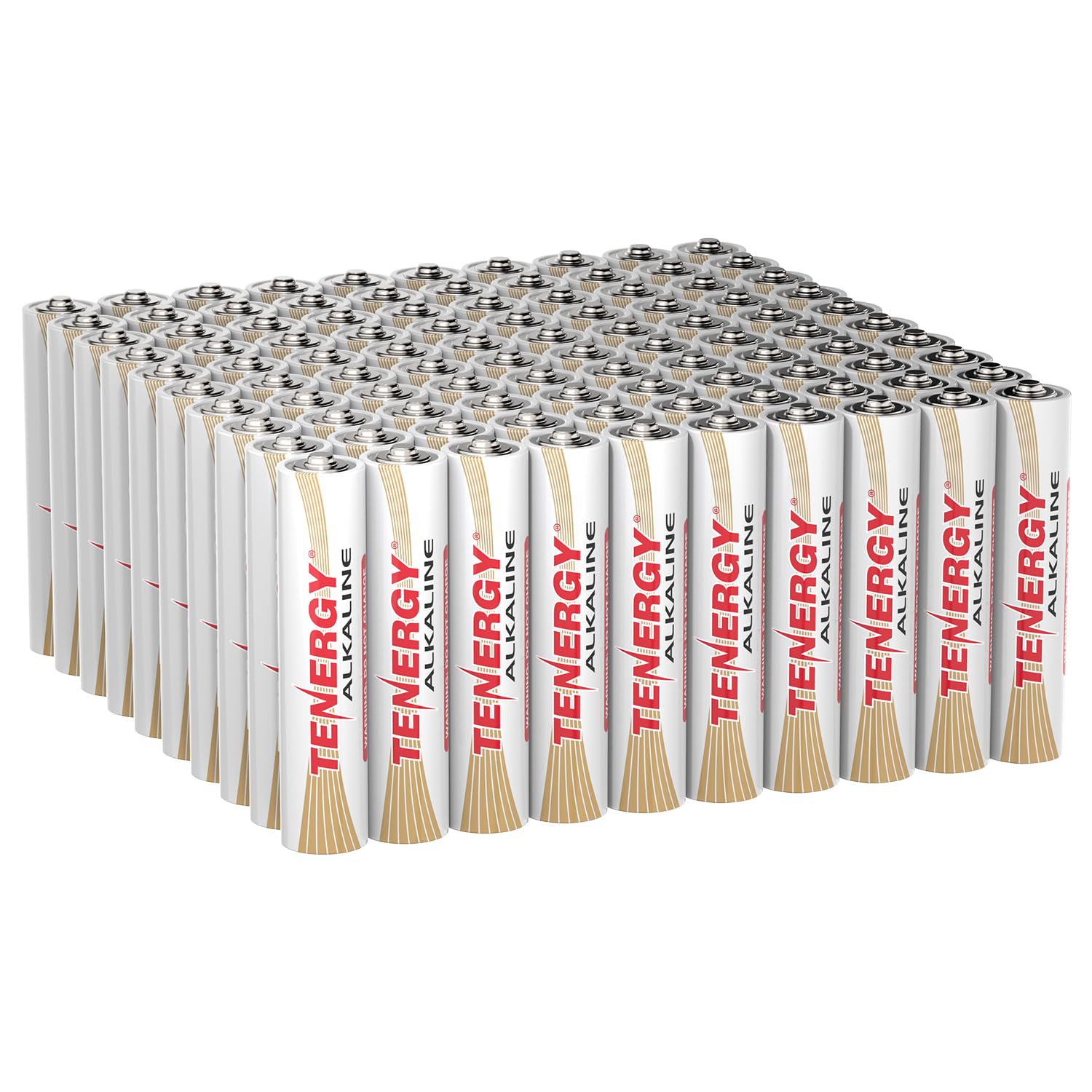 Tenergy 1.5V AAA Alkaline Batteries - 100 Pack High Performance Non-Rechargeable AAA Batteries for Clocks, Remotes, Toys & Electronics | Long-Lasting Power for Home, Office, and Everyday Devices