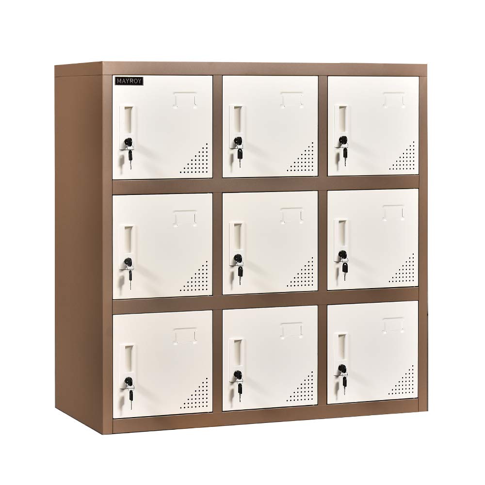 MAYROY White Metal Locker - Office, Home & School Storage Organizer Cabinet for Kids, Students & Employees (W9D) - Perfect for Classrooms, Dorm Rooms, Offices & Home Organization