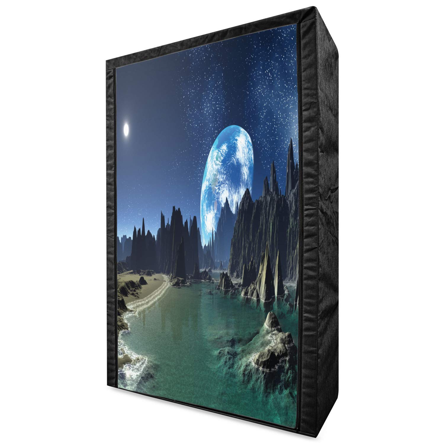 Ambesonne Fantasy Portable Fabric Wardrobe - Sci-Fi Earth View Design, 42.5