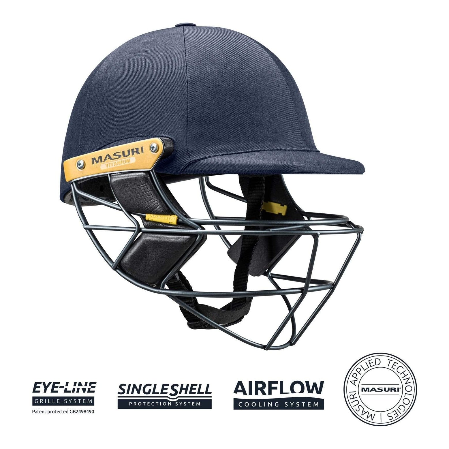 Masuri E Line Titanium Senior Cricket Helmet - Lightweight Protective Headgear for Adult Players - Perfect for Practice, Matches & Training Sessions