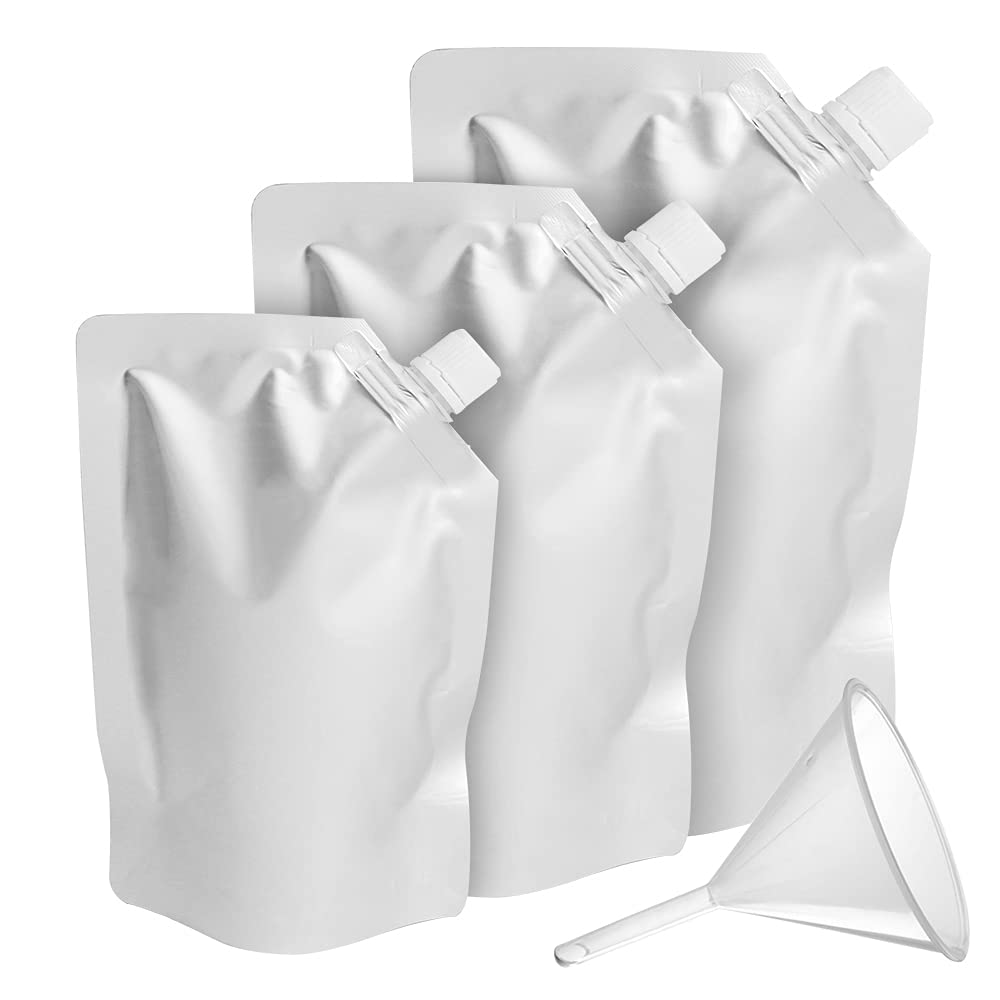50 Pack 17 oz Reusable Stand Up Pouch Bags with Side Spout & Funnel - Durable Aluminum Foil Food Storage Bags for Coffee, Snacks, Pet Food & Bulk Dry Goods - Perfect for Home, Kitchen & Commercial Use