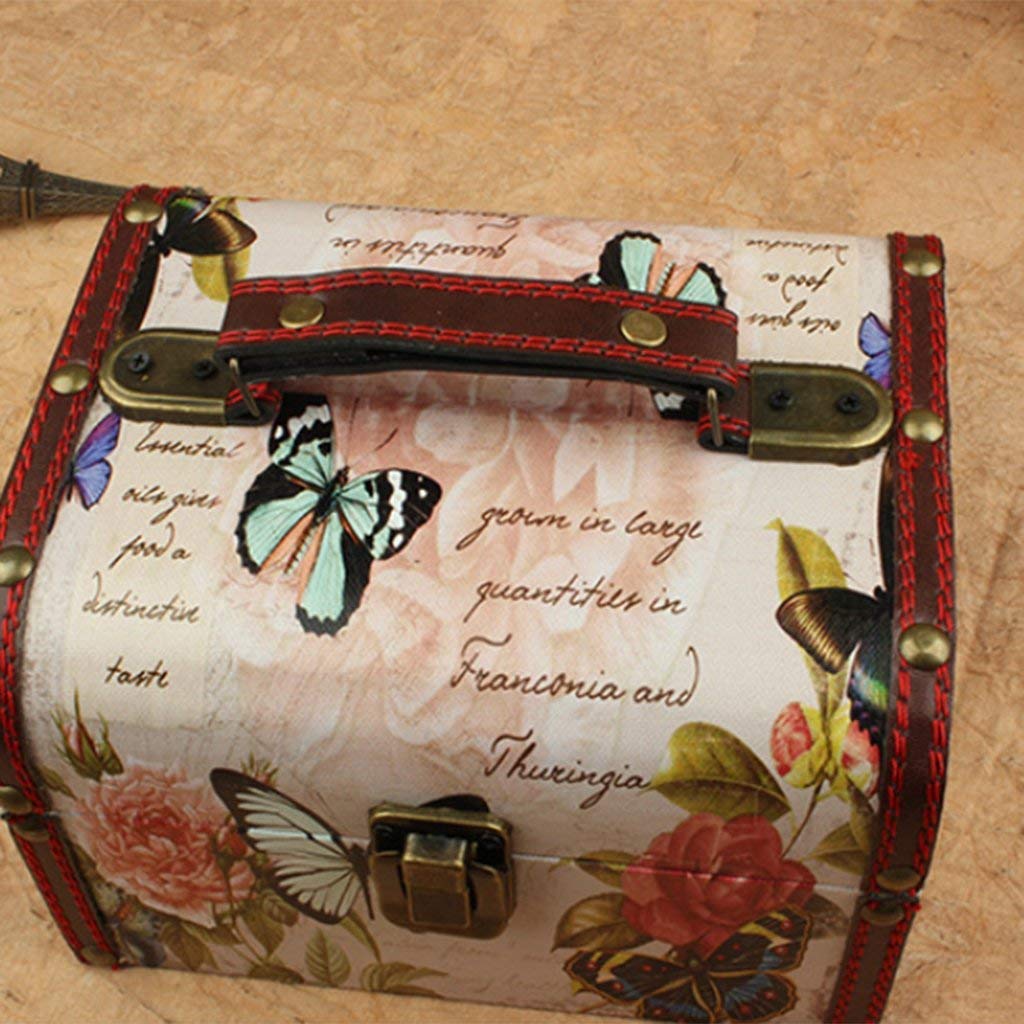 Taotenish Wooden Jewelry Box with Butterfly & Rose Design - Premium Treasure Storage Organizer for Necklaces, Rings & Earrings - Perfect Gift Box for Women, Brides & Jewelry Lovers (Home Decor & Travel Use)