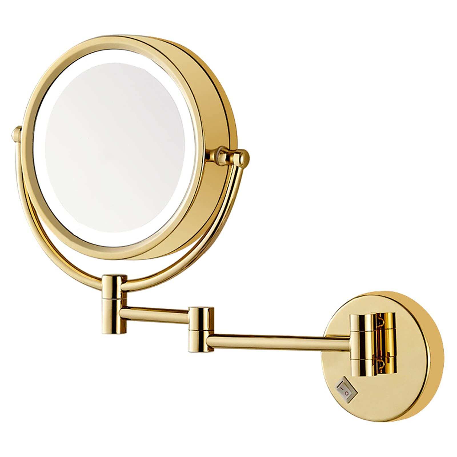 XYXH LED Makeup Mirror with Light - 10X Magnification, Rechargeable, 360° Swivel, Wall Mounted Vanity Mirror for Bathroom & Dressing Room - Perfect for Makeup Application, Skincare Routine, and Shaving