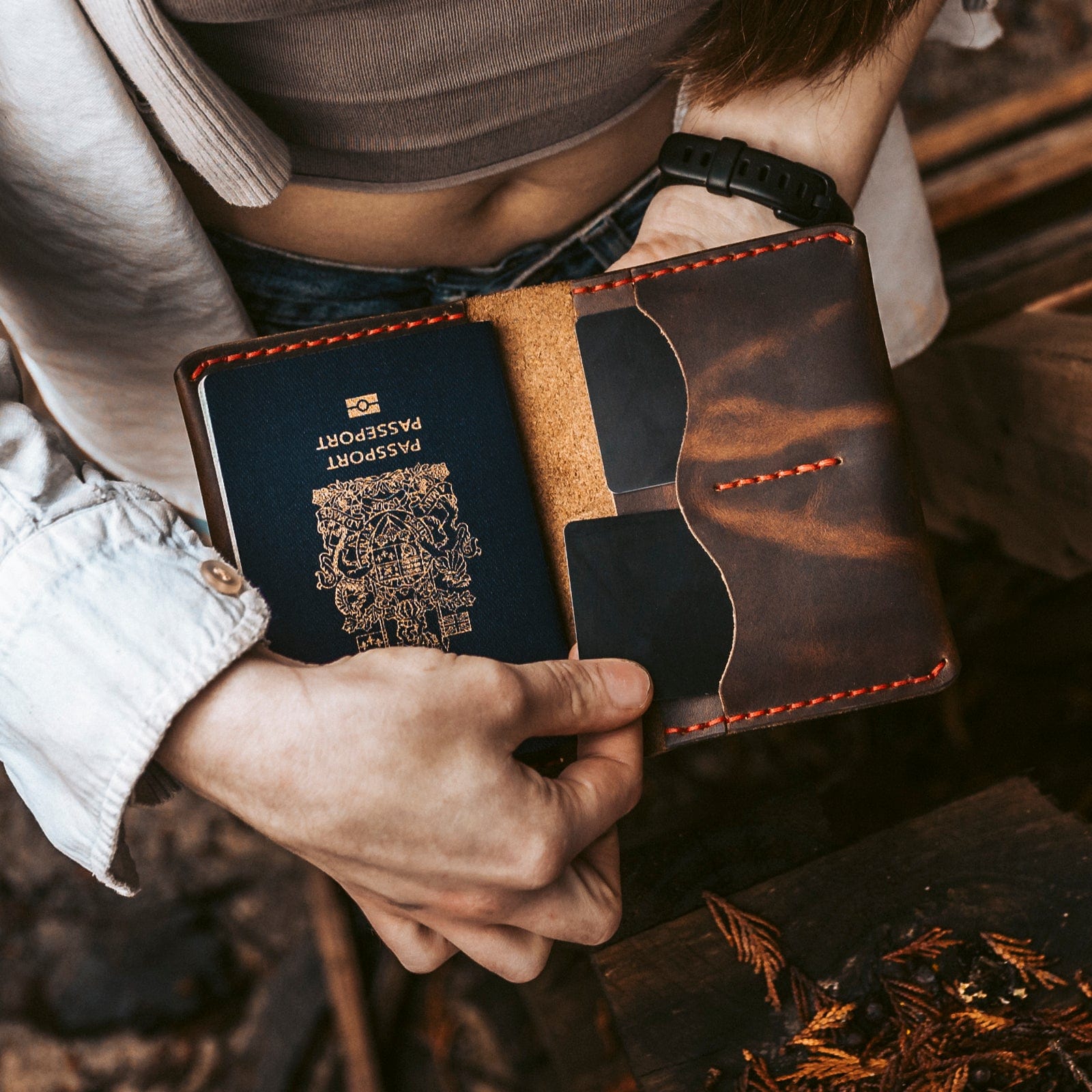 Genuine Leather Passport Holder Wallet - RFID Blocking Travel Organizer for Men & Women | Perfect for Airports, Business Trips & International Travel Accessories