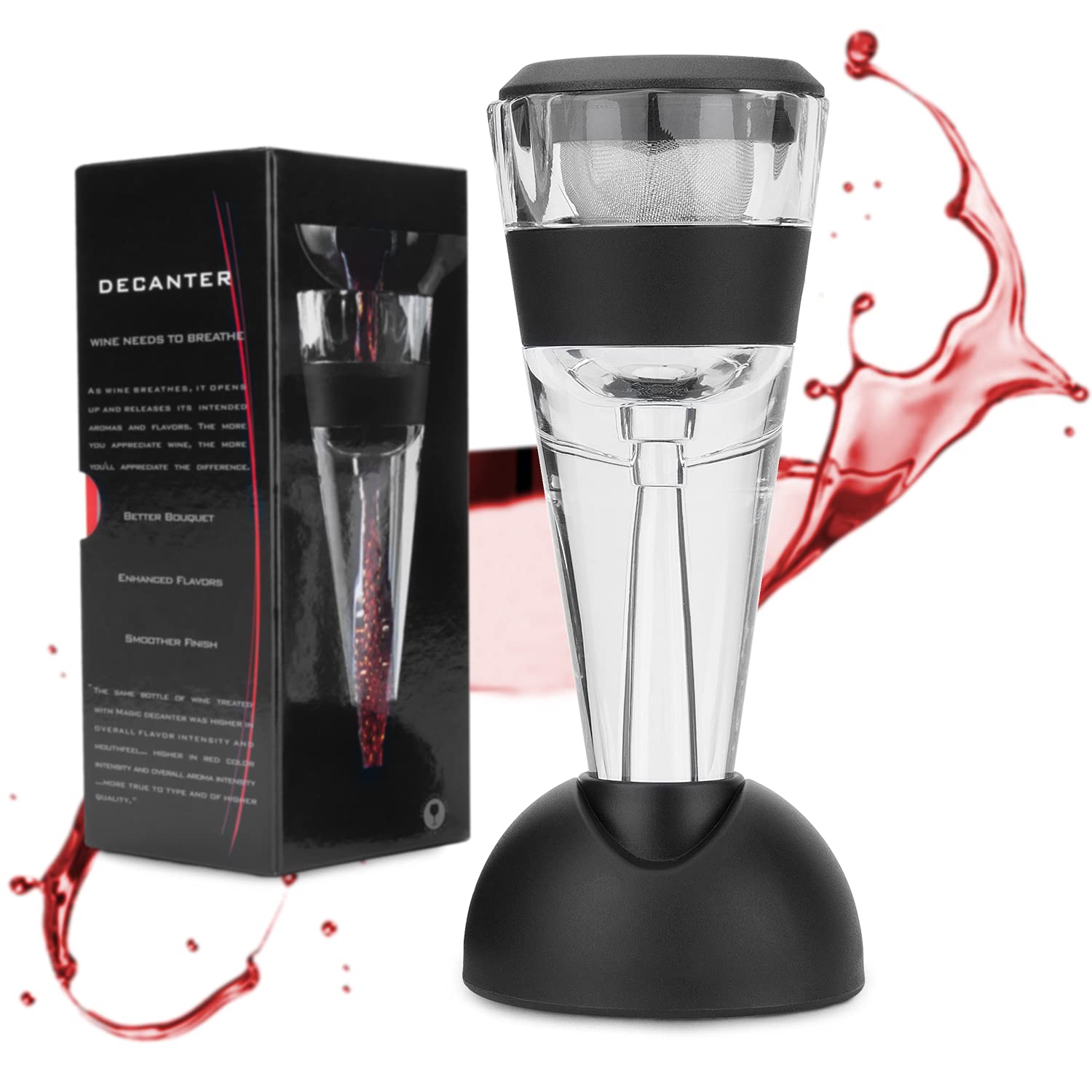 Premium Wine Aerator & Decanter - Perfect Wine Pourer for Enhanced Flavor | Ideal Birthday, Christmas, Father's Day Gifts for Men, Women, Dad, Husband & Friends | Great for Dinner Parties, Wine Tasting & Romantic Evenings