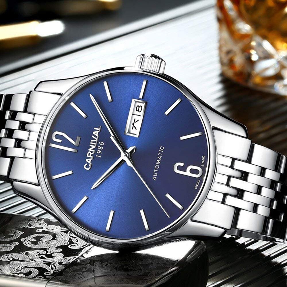 MASTOP Men's Minimalist Business Automatic Mechanical Watch - Gold & Silver Stainless Steel Swiss Movement - Perfect for Office, Formal Events & Professional Settings