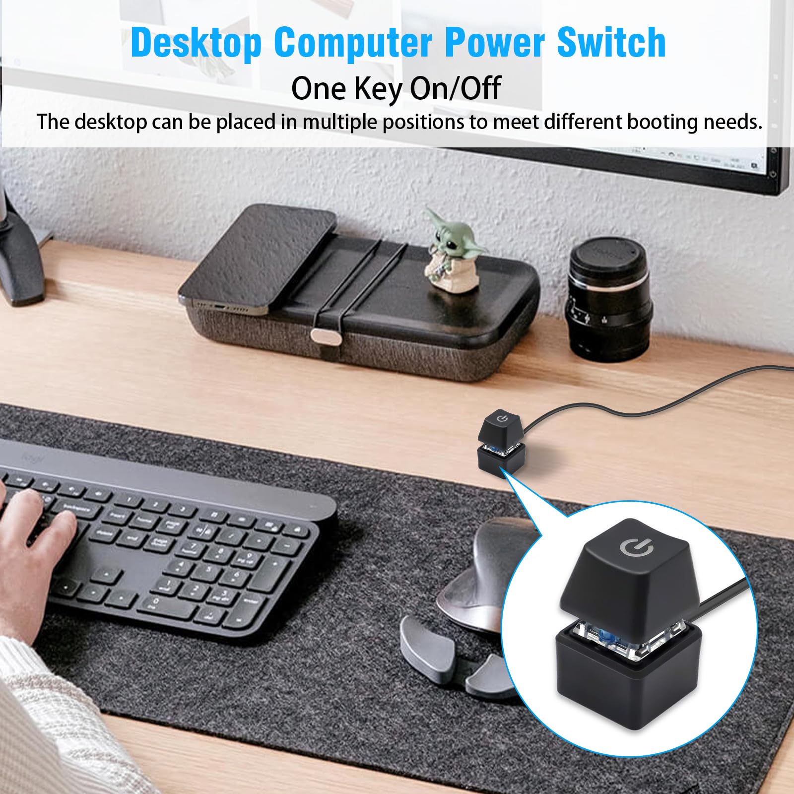 External PC Power Button with LED Light - 1.65m Desktop Computer Switch Replacement for Easy Access - Perfect for Gaming Rigs, Workstations & Home Office Setups