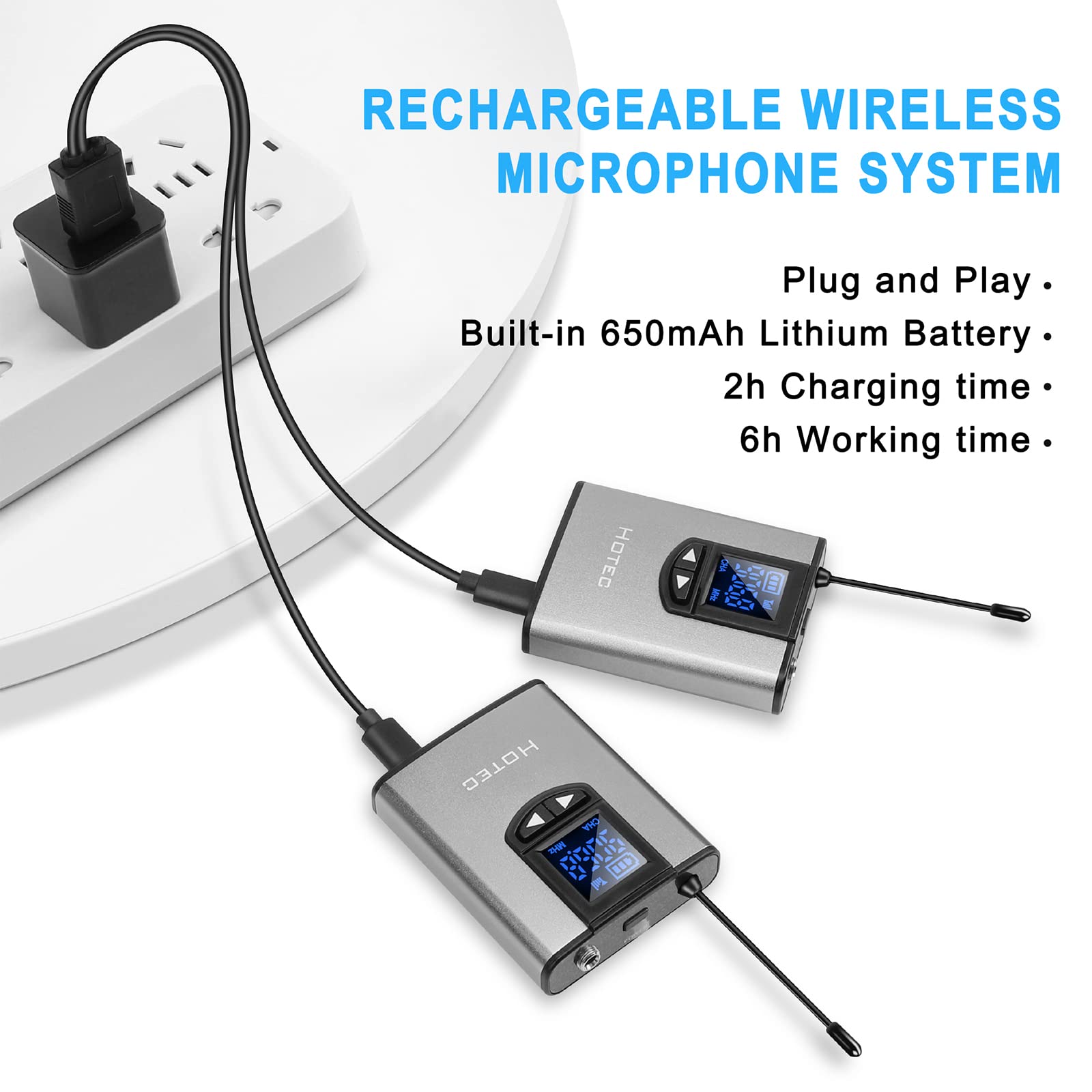 HOTEC UHF Wireless Microphone System - Dual Lapel/Lavalier & Headset Mics for PA, Mixer, Speaker, Karaoke - Ideal for Church Services, Training Sessions, Classroom Teaching & Interviews (H-K25) | Perfect for Worship, Presentations, Public Speaking & Professional Audio Setups