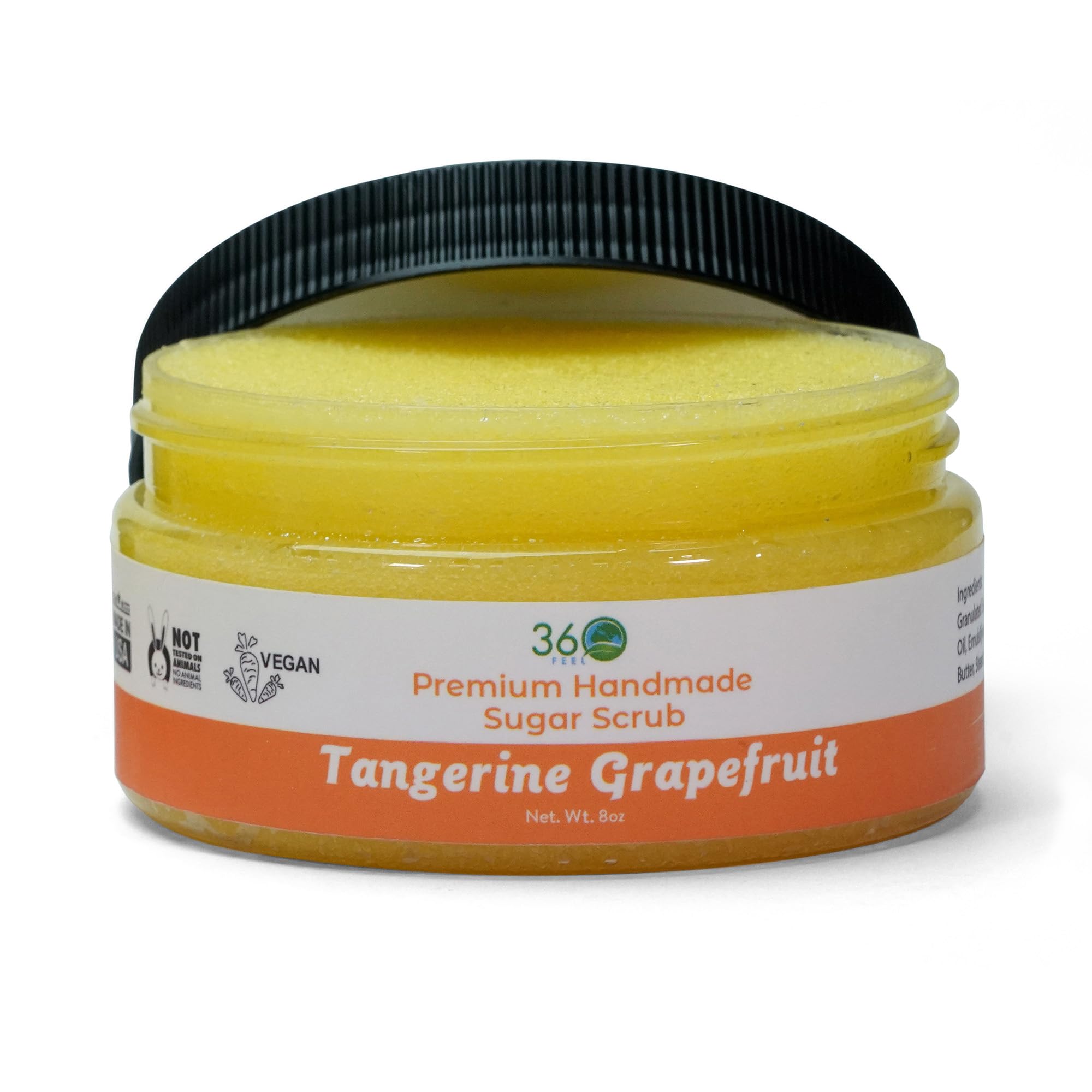 Tangerine Grapefruit Sugar Body Scrub for Acne Scars & Stretch Marks - Exfoliating Foot & Body Scrub for Women - 8oz Natural Skincare - Perfect for Spa Day & Dry Skin Treatment