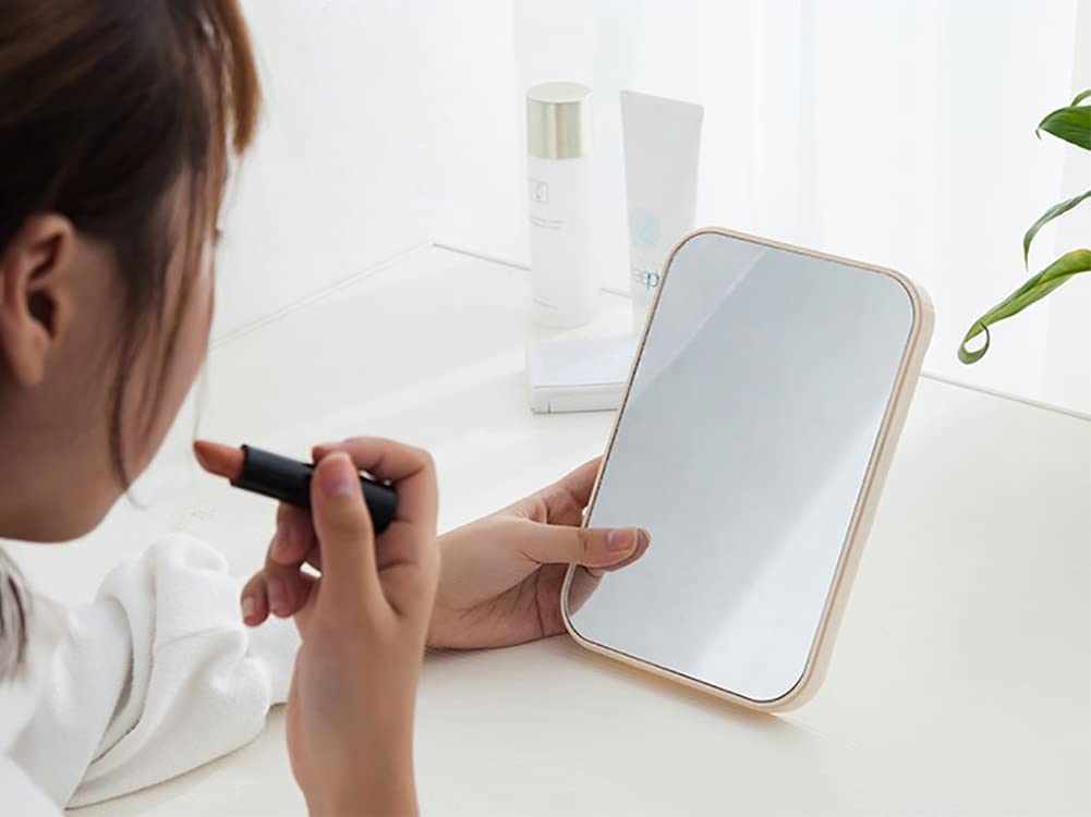 HEXONIQ® Foldable Portable Makeup Mirror - Light Blue Vanity Mirror for Travel, Camping, Home & Office Use | Compact Desktop Mirror with Adjustable Angle for Makeup, Skincare & Grooming