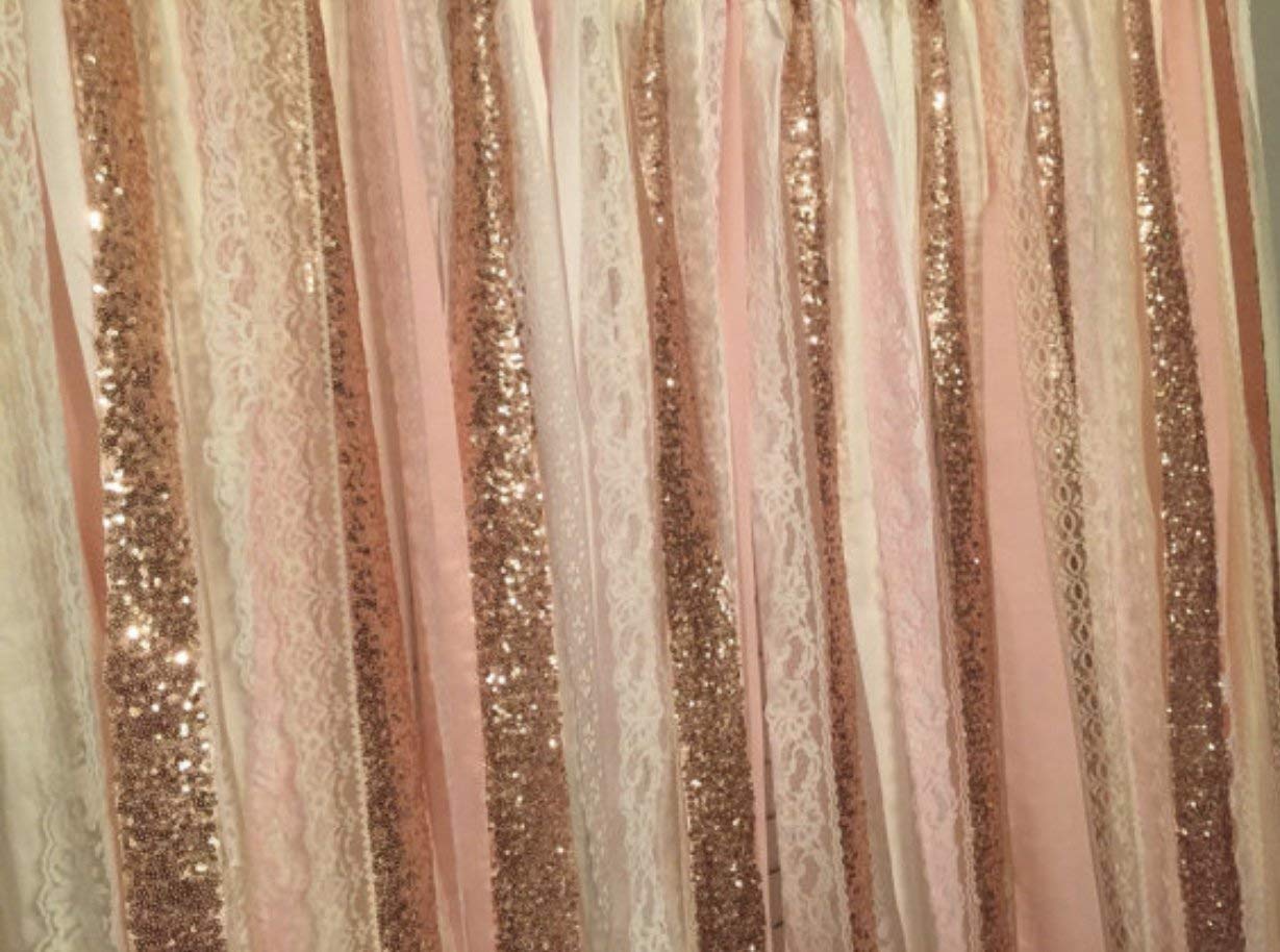 Rose Gold Sequin Garland Backdrop - 5x6ft for Wedding & Baby Shower Decor