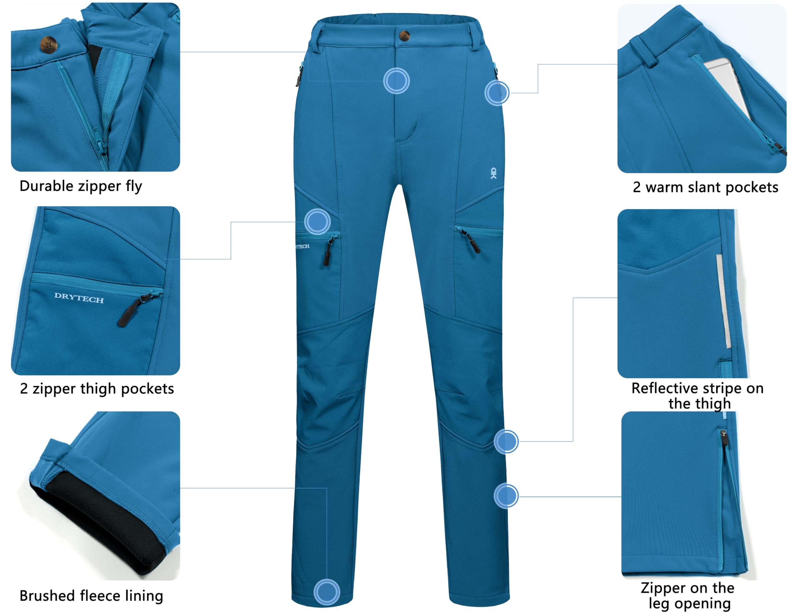 Little Donkey Andy Women's Ski Softshell Pants - Windproof Winter Snow Pants for Skiing & Snowboarding - Perfect for Cold Weather Outdoor Activities