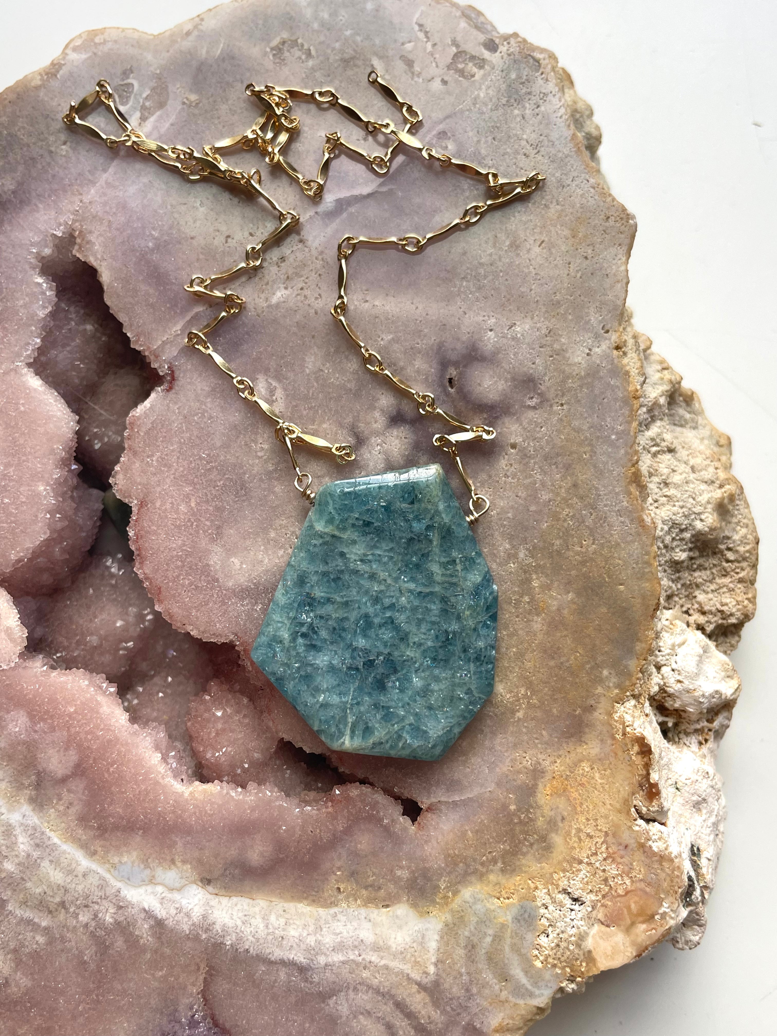 Stunning Large Blue Aquamarine Statement Necklace - 14K Gold Filled Jewelry for Women - Perfect for Weddings, Parties & Special Occasions