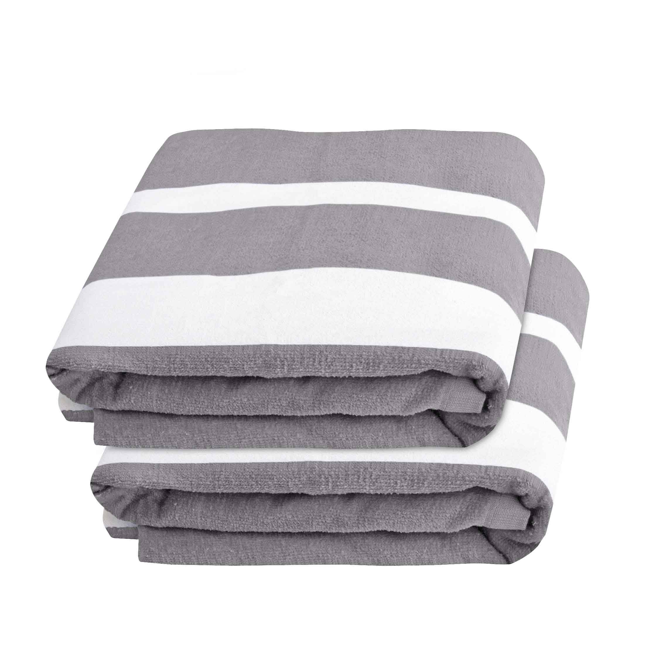 Premium Cabana Striped Cotton Beach Towel & Chaise Lounge Cover - Soft, Absorbent, UV Protection - Perfect for Poolside, Beach Vacations & Outdoor Relaxation