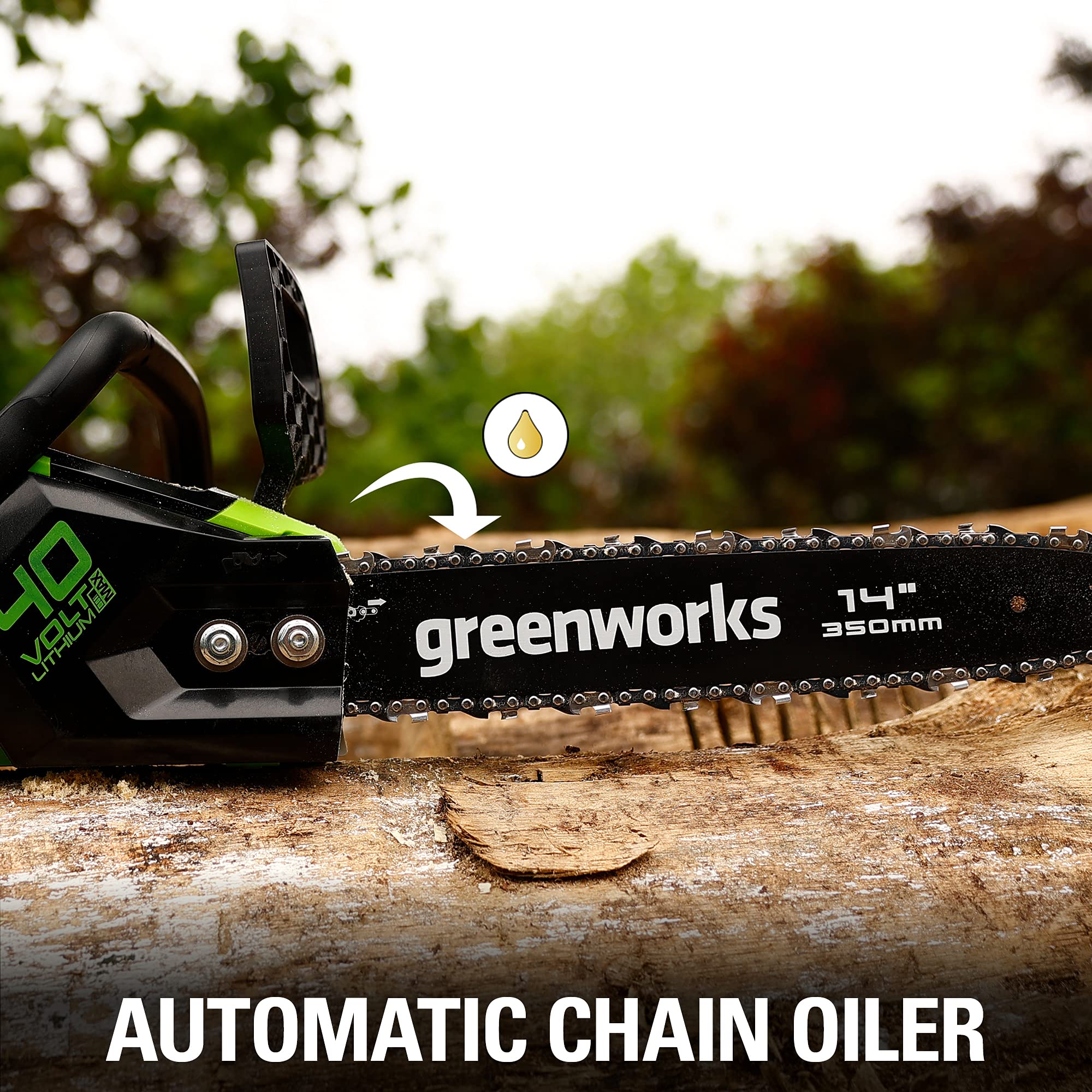 Greenworks 40V 14-Inch Cordless Chainsaw with 2.5Ah Battery & USB Charger - Lightweight Electric Chainsaw for Tree Trimming, Yard Cleanup & Firewood Cutting