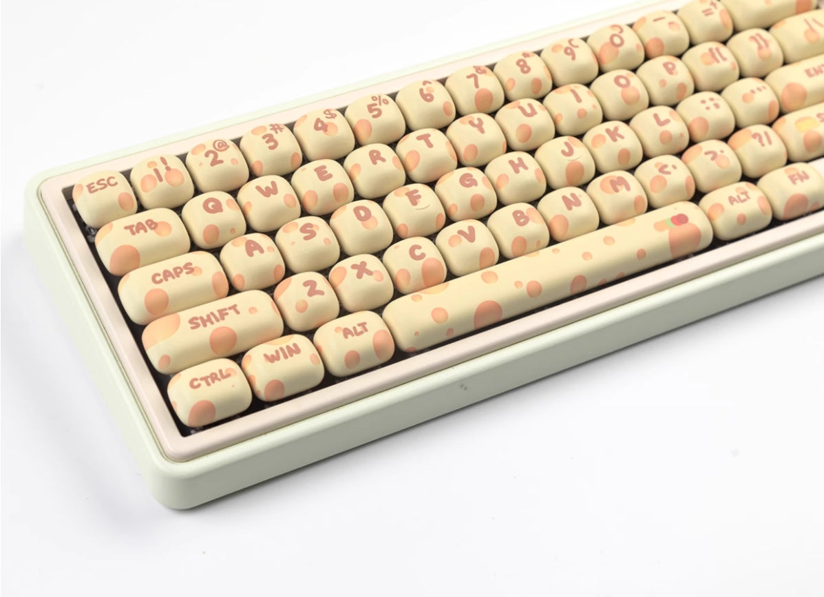 Customized Cheese-Themed MOG Round Keycaps - Heat Sublimation PBT Keycap Set for Mechanical Keyboards - Perfect for Gaming, Typing & Office Work