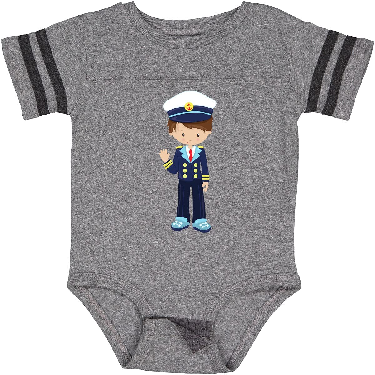 Inktastic Boat Captain & Skipper Cute Brown Hair Baby Bodysuit - Soft Cotton Infant Onesie for Nautical Theme Outfits, Boat Parties & Newborn Photography