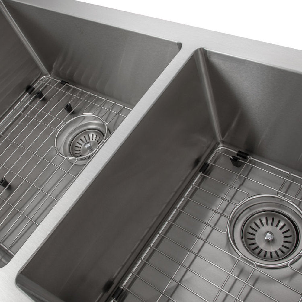 ZLINE Courchevel 36-inch Farmhouse Apron Front Double Bowl Stainless Steel Kitchen Sink with Bottom Grid (SA60D 36) - Perfect for Rustic & Modern Kitchens, Durable for Heavy Cooking & Dishwashing
