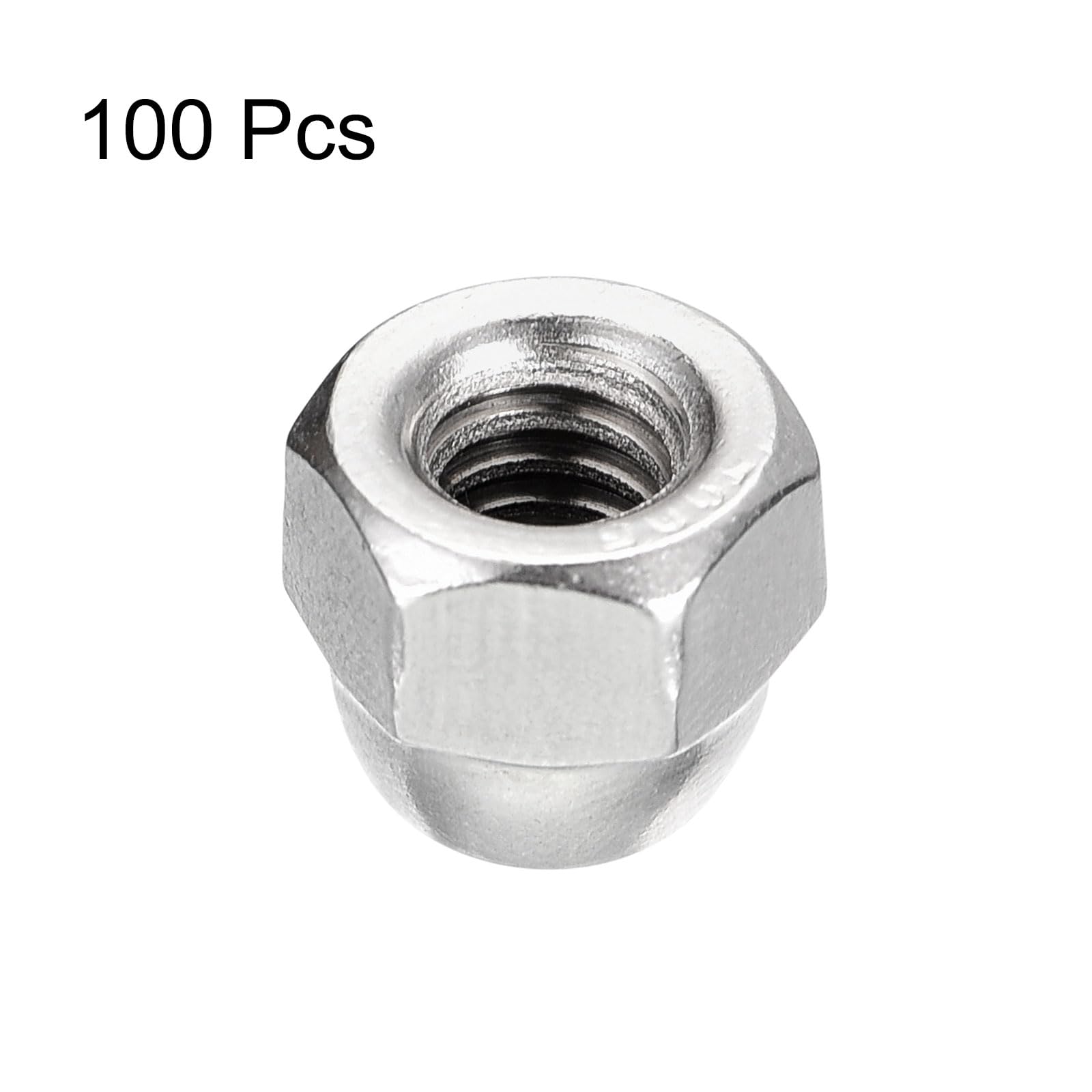 uxcell 100pcs 1/4-20 Acorn Cap Nuts, 304 Stainless Steel Hex Dome Head Nuts for Fasteners - Silver | Ideal for Furniture Assembly, Automotive Repair & DIY Projects
