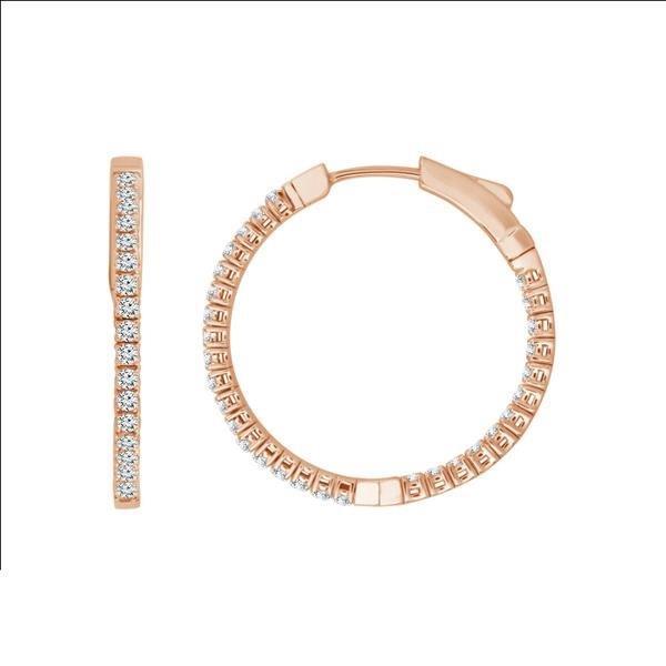 14K White Gold 0.90 Carat Diamond Hoop Earrings for Women - Sparkling Wedding, Anniversary & Evening Party Jewelry Gift