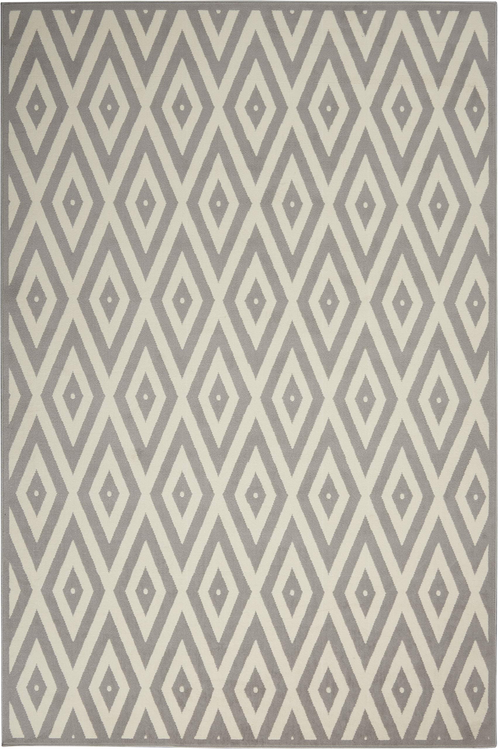Nourison Grafix Geometric White/Grey 3'9