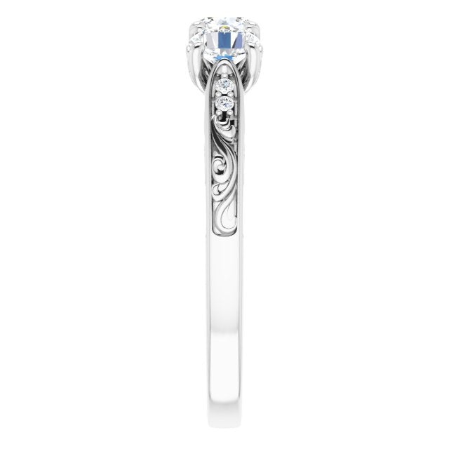 0.75 Carat Round Cut Diamond 3-Stone Wedding Band with Filigree Accent - Perfect for Engagement Rings, Anniversary Gifts & Bridal Jewelry