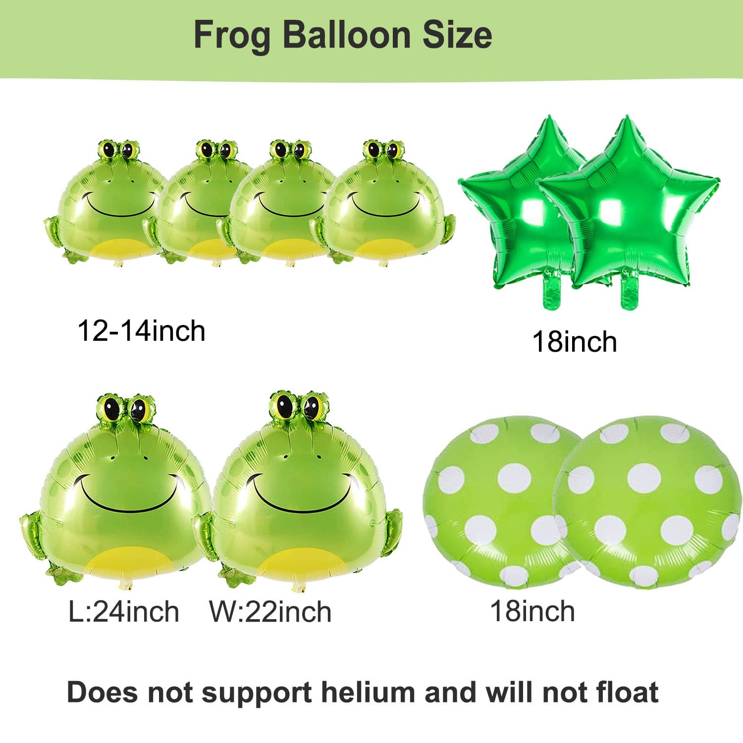 DXary Frog Themed Birthday Party Decorations - 12 Pack Aluminum Foil Balloons Set for Kids Garden Party Supplies (Set B) | Perfect for Outdoor Birthday Celebrations, Baby Showers & Spring Garden Parties