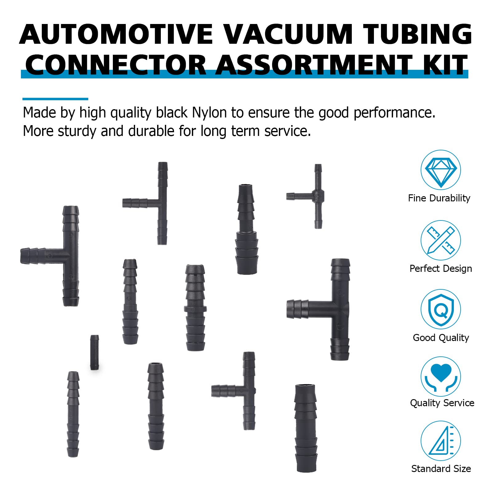 High Performance Automotive Silicone Vacuum Hose Kit - 6PCS (5FT Each) in 1/8