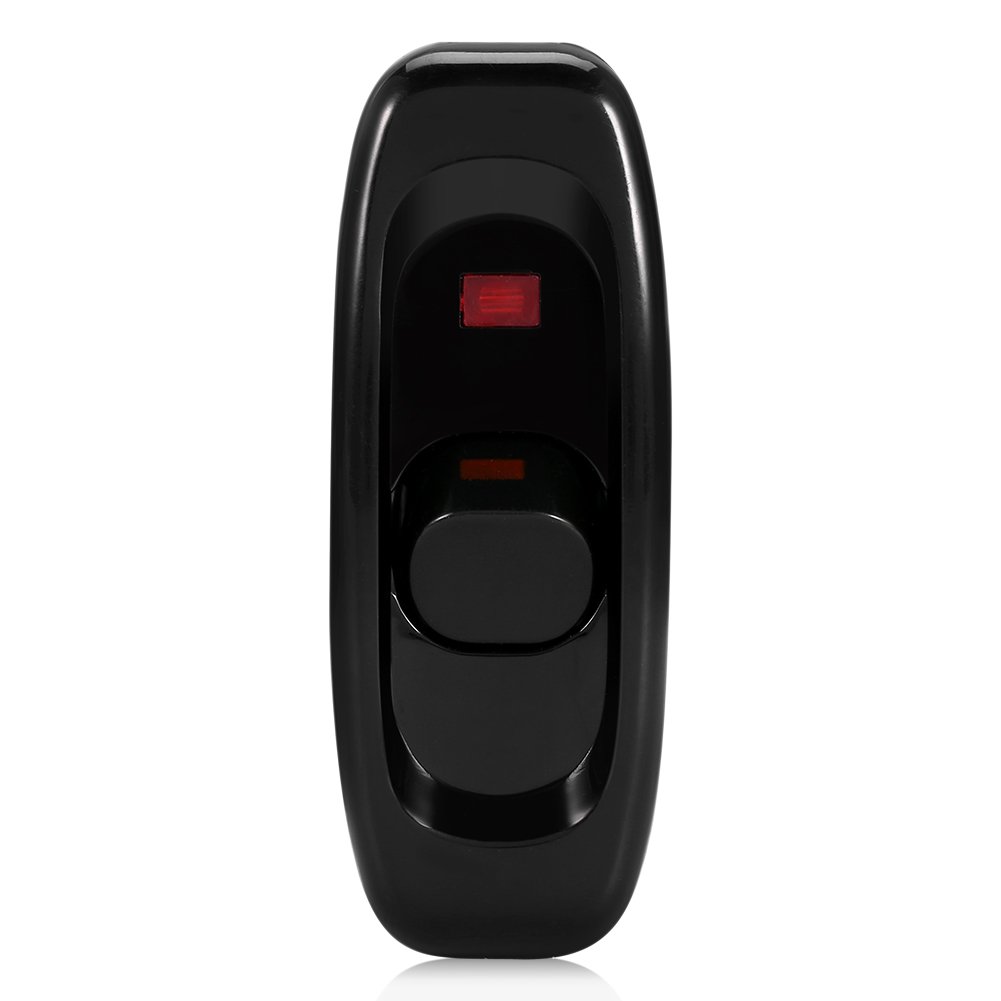 Inline ON/OFF Light Switch with LED Indicator - 250V 10A AC Power Cord for Table/Desk Lamps - Black - Perfect for Home Office, Bedside, and Study Room Lighting Control