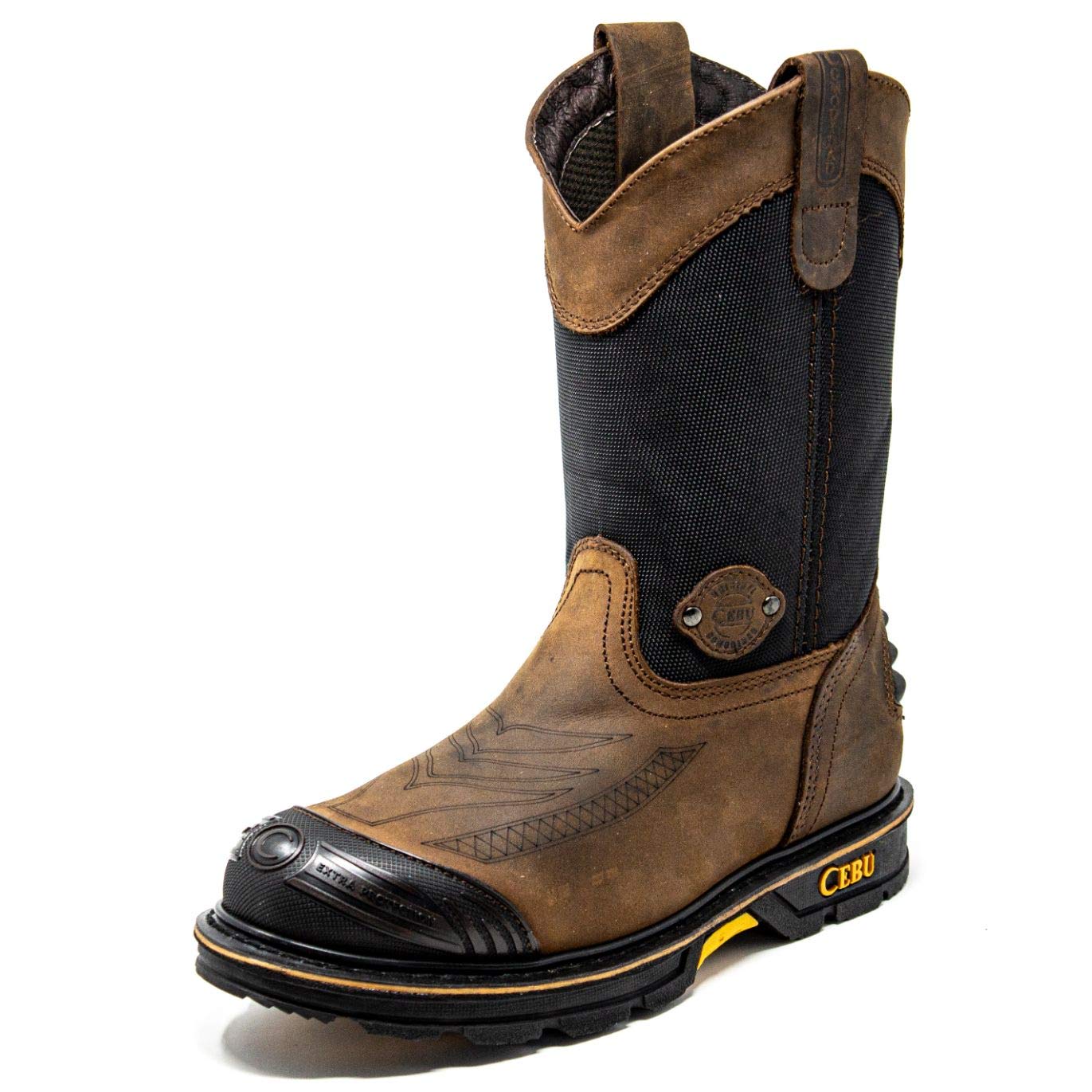 CEBU Men's HL200 Soft Toe Work Boots - 10 Inch Pull On, Heavy Duty Leather, Oil & Acid Resistant, Comfortable & Breathable for Warehouse, Utility, Manufacturing - Ideal for Construction, Driving & Outdoor Work Safety