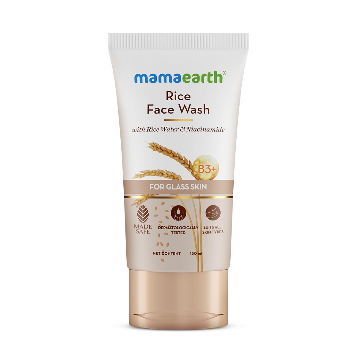 Mamaearth Rice Face Wash with Rice Water & Niacinamide for Glass Skin - Hydrating & Brightening Korean Skincare - 150ml for All Skin Types (Men & Women) | Perfect for Daily Cleansing, Morning & Night Routine, Achieving Radiant Complexion