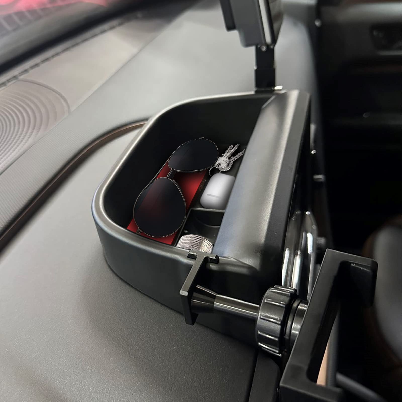 Ford Bronco Sport Phone Holder with Storage Box & Dashboard Tray - Universal Car Mount Stand for iPhone Samsung - Perfect for 2021-2025 Bronco Sport Models - Keep Phone Secure While Driving & Organize Small Items