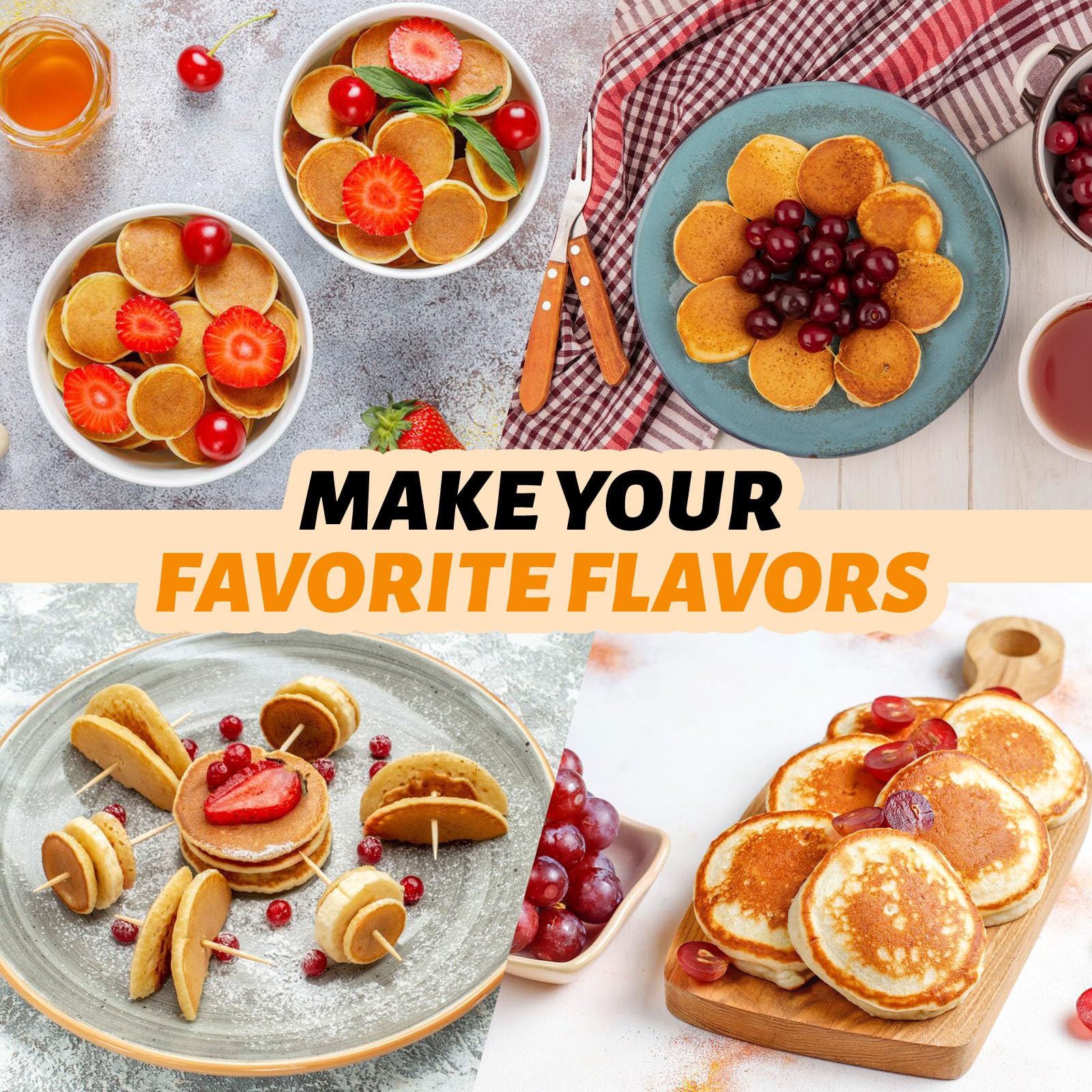 Mini Pancake Maker - Nonstick Electric for 8 Pancakes - Perfect for Breakfast & Snacks