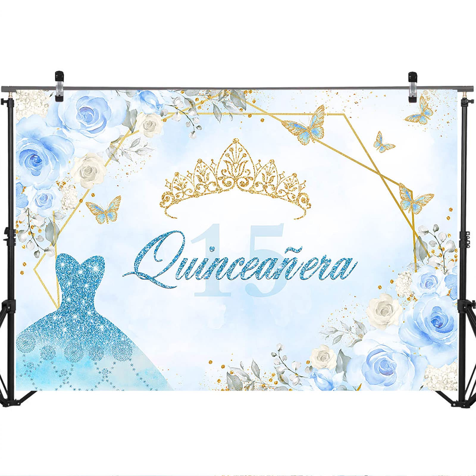 Royal Princess Quinceañera Backdrop – Sweet 15th Birthday Gold Crown Photography Background for Girls (8x6ft) | Perfect for Quinceañera Parties, Birthday Photos, and Special Celebrations
