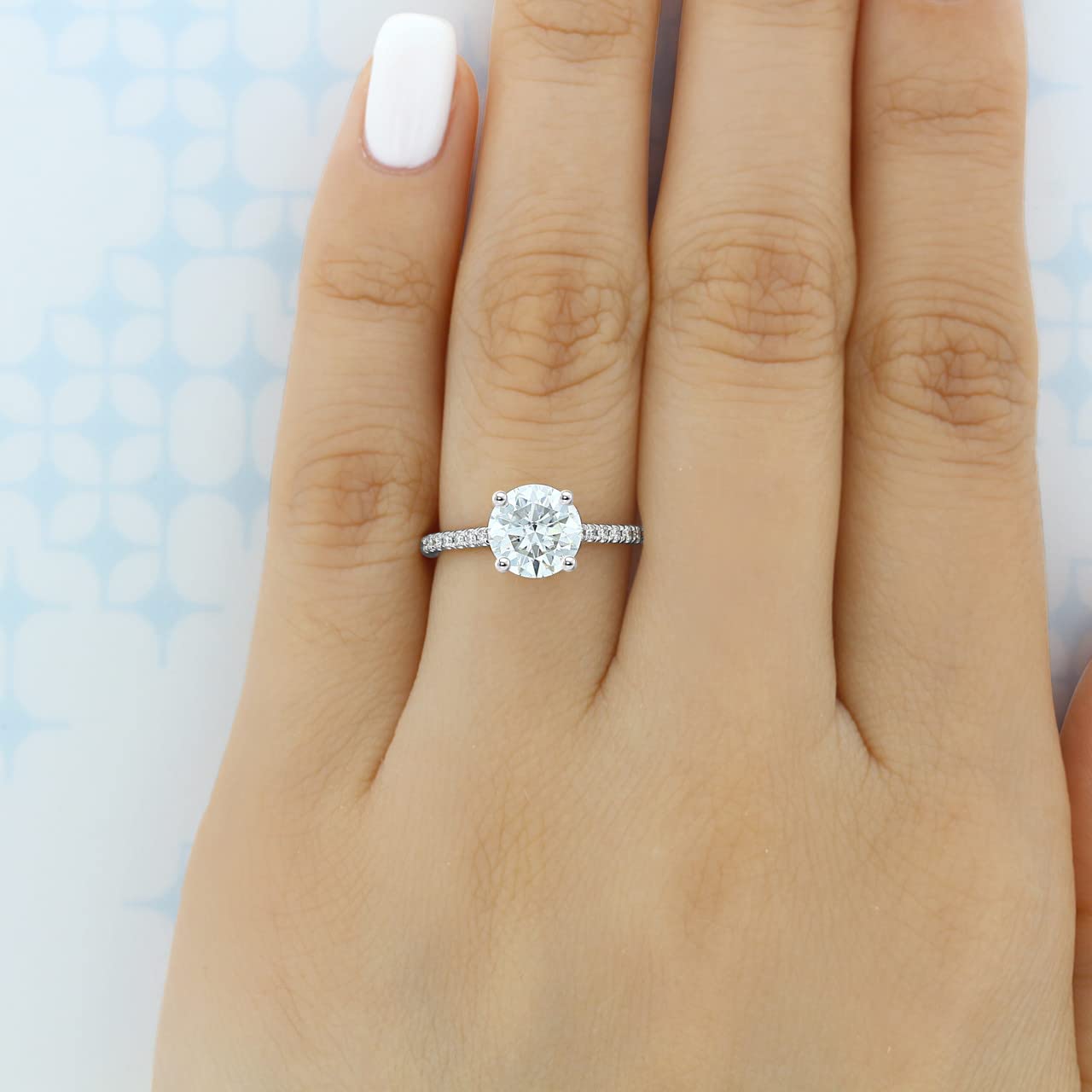2 CT Moissanite Engagement Ring for Women - Platinum Plated Silver Wedding Band, Promise Ring, Anniversary Gift (Perfect for Proposals, Valentine's Day & Special Occasions)