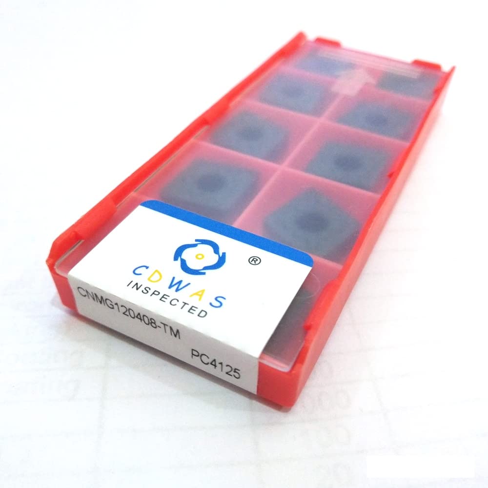 10Pcs Carbide Insert CNMG120404/08-TM PC4125 for External Metal Turning, Milling & Lathe Tools - Perfect for CNC Machining, Steel & Aluminum Workpieces