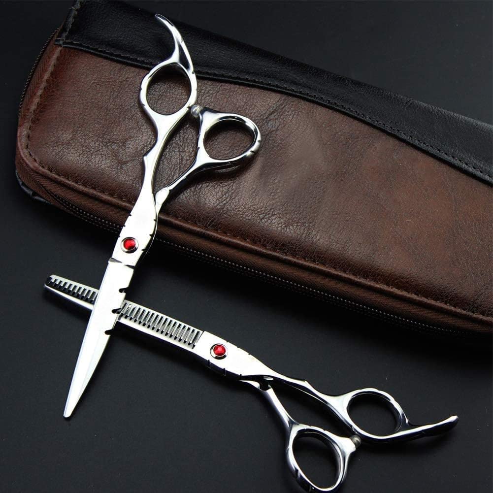 Professional Hair Cutting Scissors 6 Inch - Barber Shears with Case for Styling, Trimming & Thinning - Premium Stainless Steel Hairdressing Scissors for Salon & Home Use (Blue, 6 Inch Set)