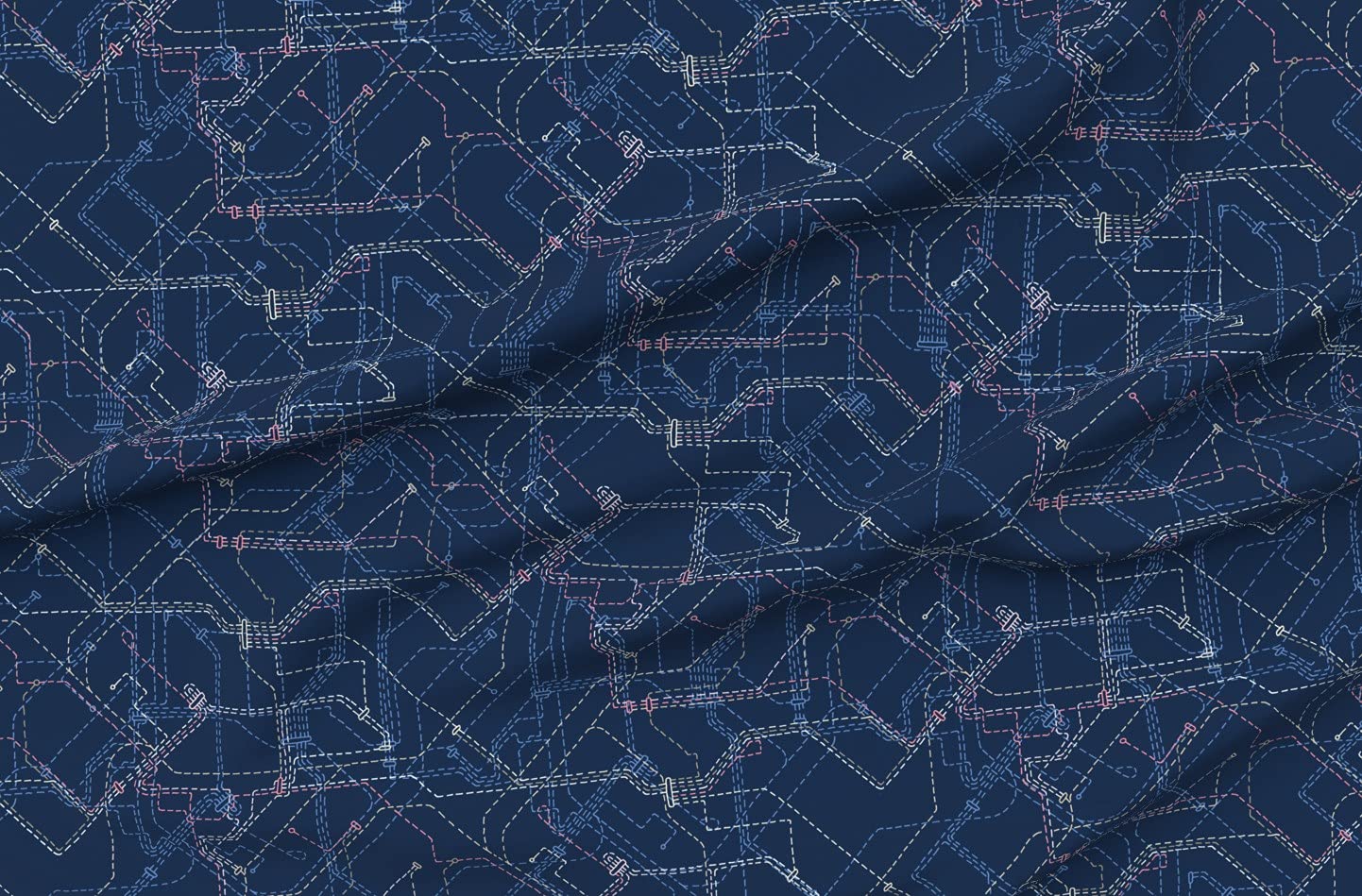 Transport Map Minimalist Printed Minky Fabric Fat Quarter - Soft Plush Fabric for Sewing Baby Blankets & Quilt Backing - Perfect for Nursery Decor & DIY Craft Projects