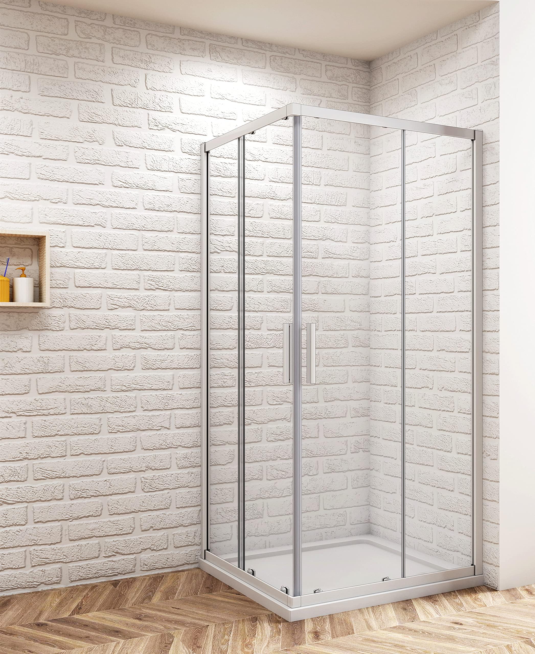 Aica 80x80cm Corner Shower Cubicle Enclosure with Safety Clear Glass (185cm Height) - Perfect for Modern Bathrooms & Space-Saving Solutions
