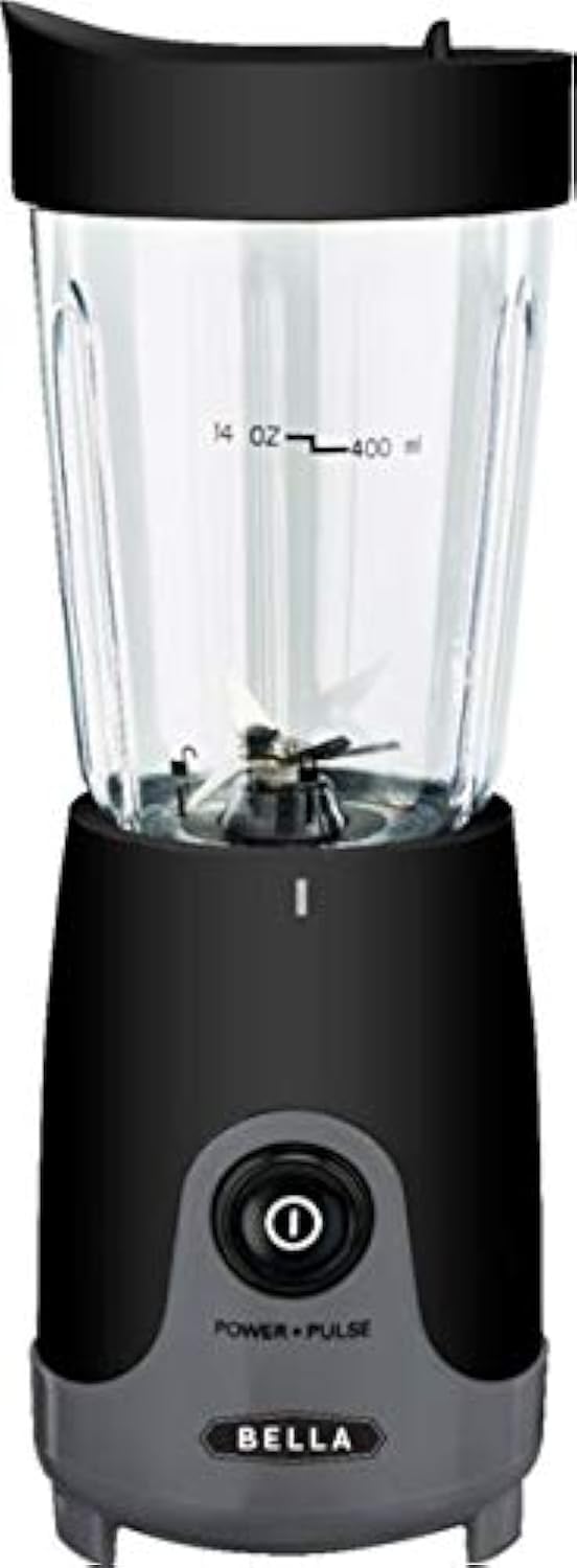 Bella 14-Oz Personal Blender for Smoothies, Shakes & Protein Drinks - Compact & Portable Black/Gray Blender - Perfect for Home, Office, Gym & Travel