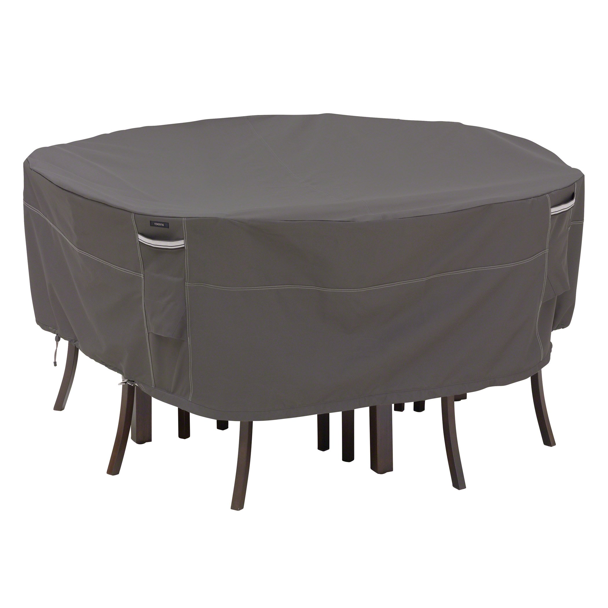 Classic Accessories Ravenna 108-Inch Round Water-Resistant Patio Table & Chair Set Cover - Outdoor Furniture Protection for Dining Sets, Backyard BBQs & All-Weather Use