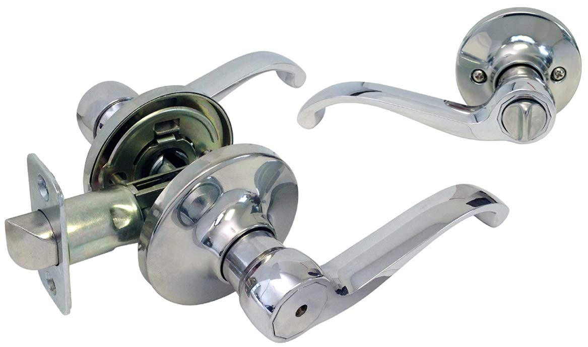 Polished Chrome Door Lever Handle Set - Privacy, Passage, Dummy & Deadbolt - 835CR Series for Bedroom & Bathroom Security - Perfect for Home, Office & Commercial Use