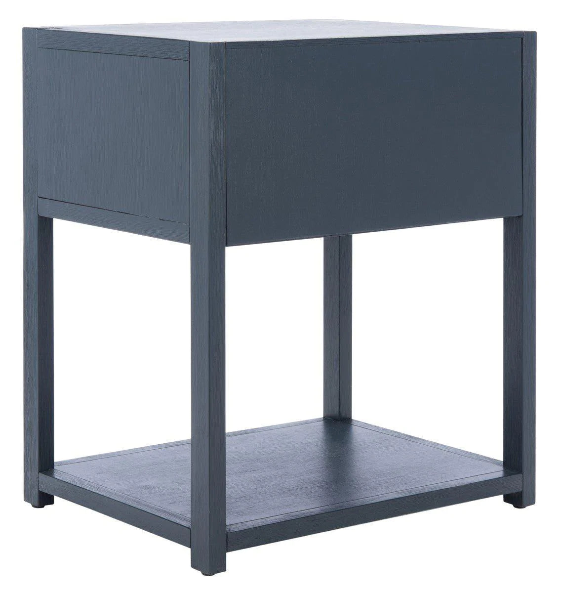 Modern Acacia Wood Nightstand with Single Drawer - Navy Blue Finish for Bedroom, Living Room, or Office Furniture