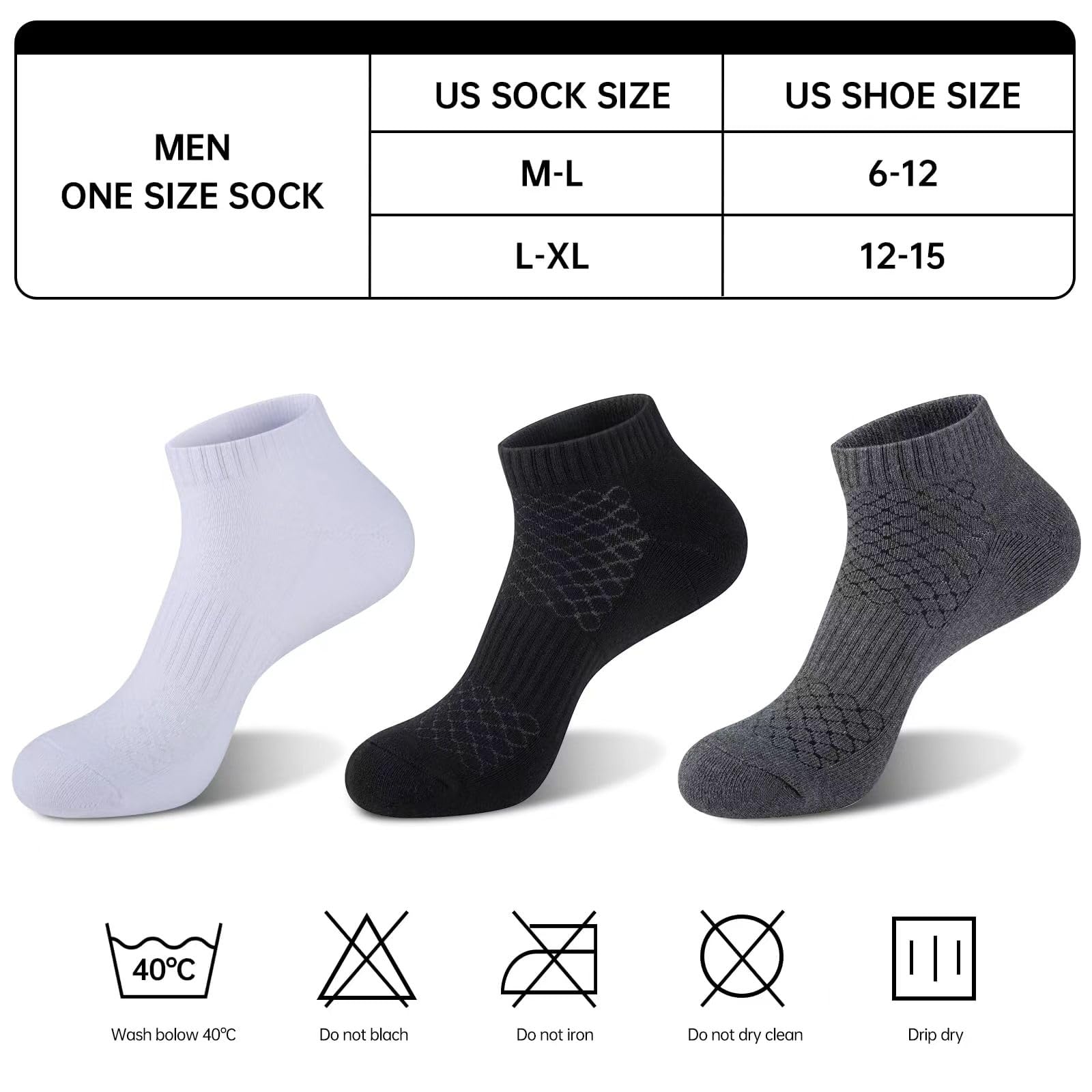 Monxiery Men's 100% Cotton Cushioned Ankle Socks - Athletic Performance Running Socks with Moisture Wicking & Breathable Technology for Sports, Workout & Everyday Comfort