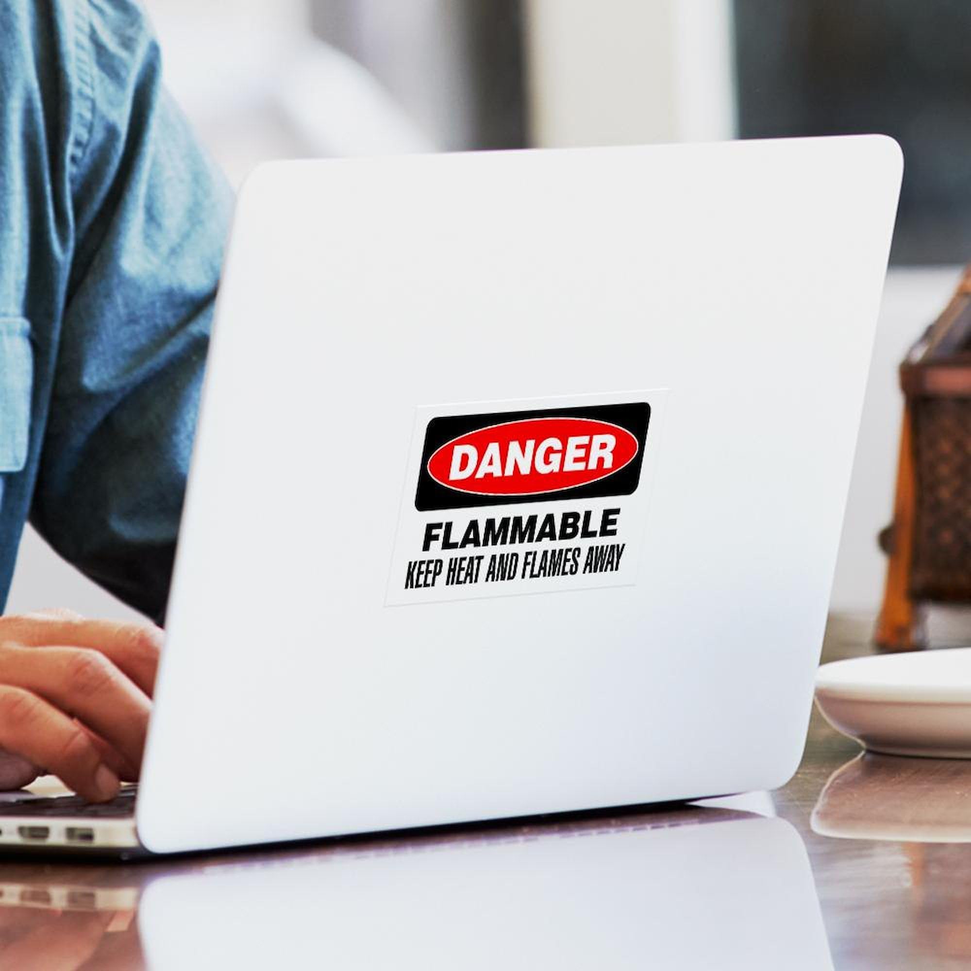 Danger Flammable Keep Heat and Flames Away Rectangle Sticker - Bumper Decal for Cars, Trucks, Laptops & Safety Equipment | High-Quality Vinyl Sticker for Workplace, Laboratories & Hazardous Areas
